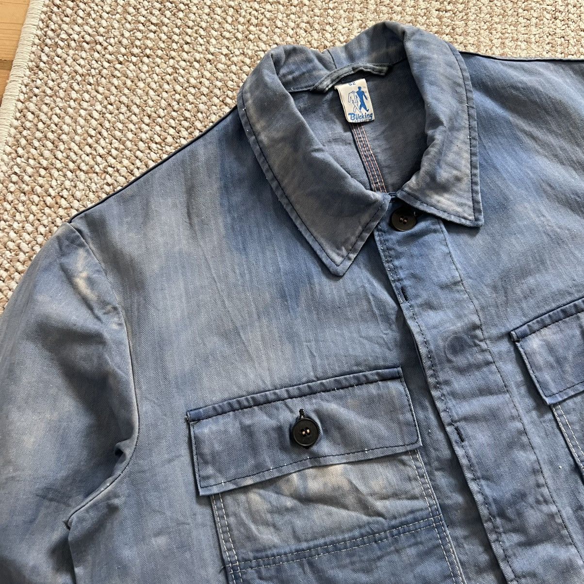Vintage German sun faded washed works chore herringbone jacket Size US L / EU 52-54 / 3 - 4 Thumbnail
