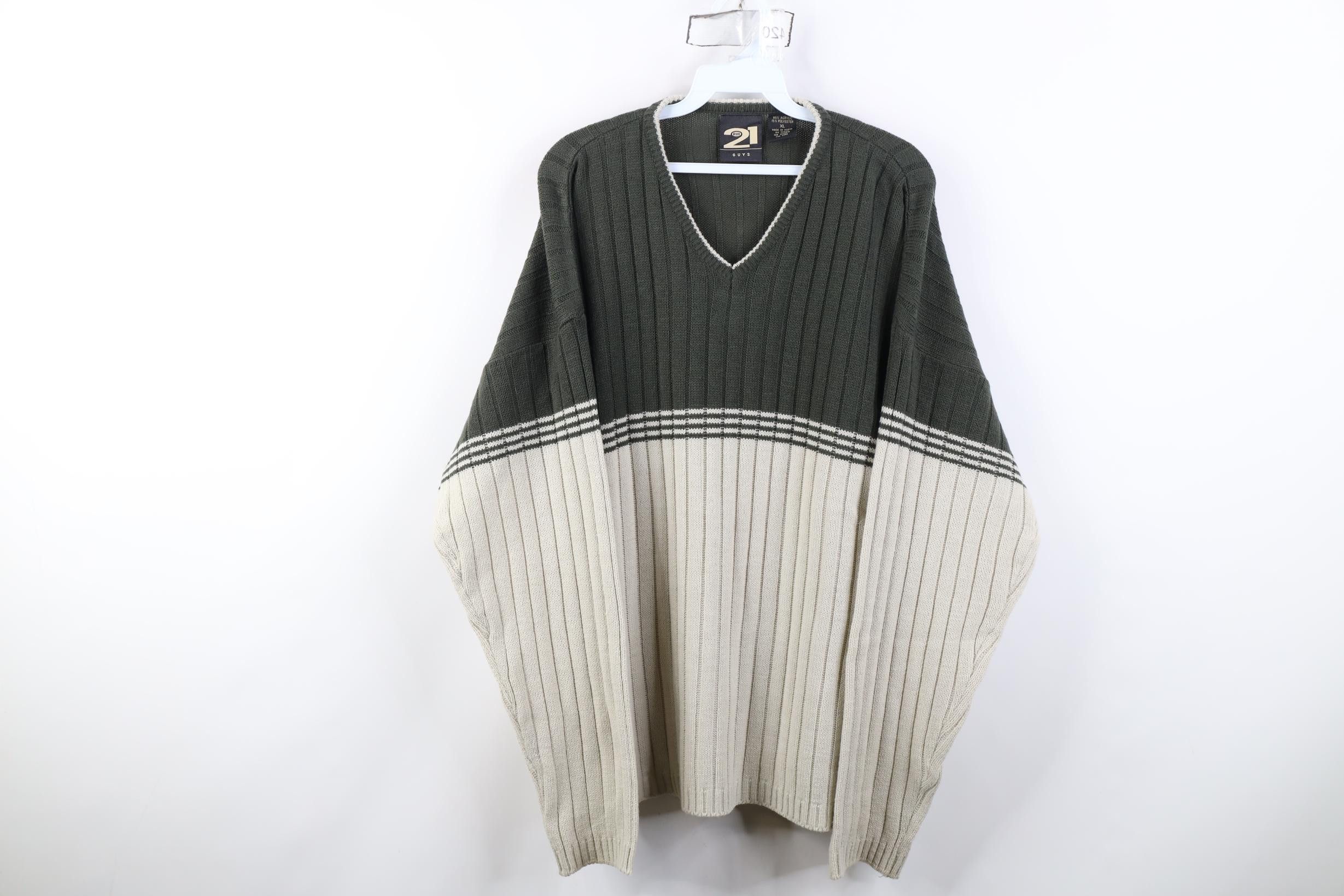 Vintage Vintage 90s Y2K Streetwear Ribbed Knit V-Neck Sweater Size US XL / EU 56 / 4 - 1 Thumbnail