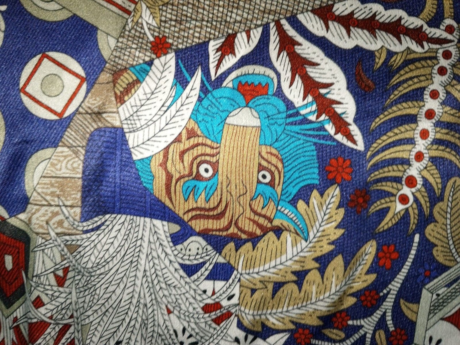 Other RICCINI Italy Red Blue Green Jungle Tiger Silk Scarf Shawl Size ONE SIZE - 8 Thumbnail