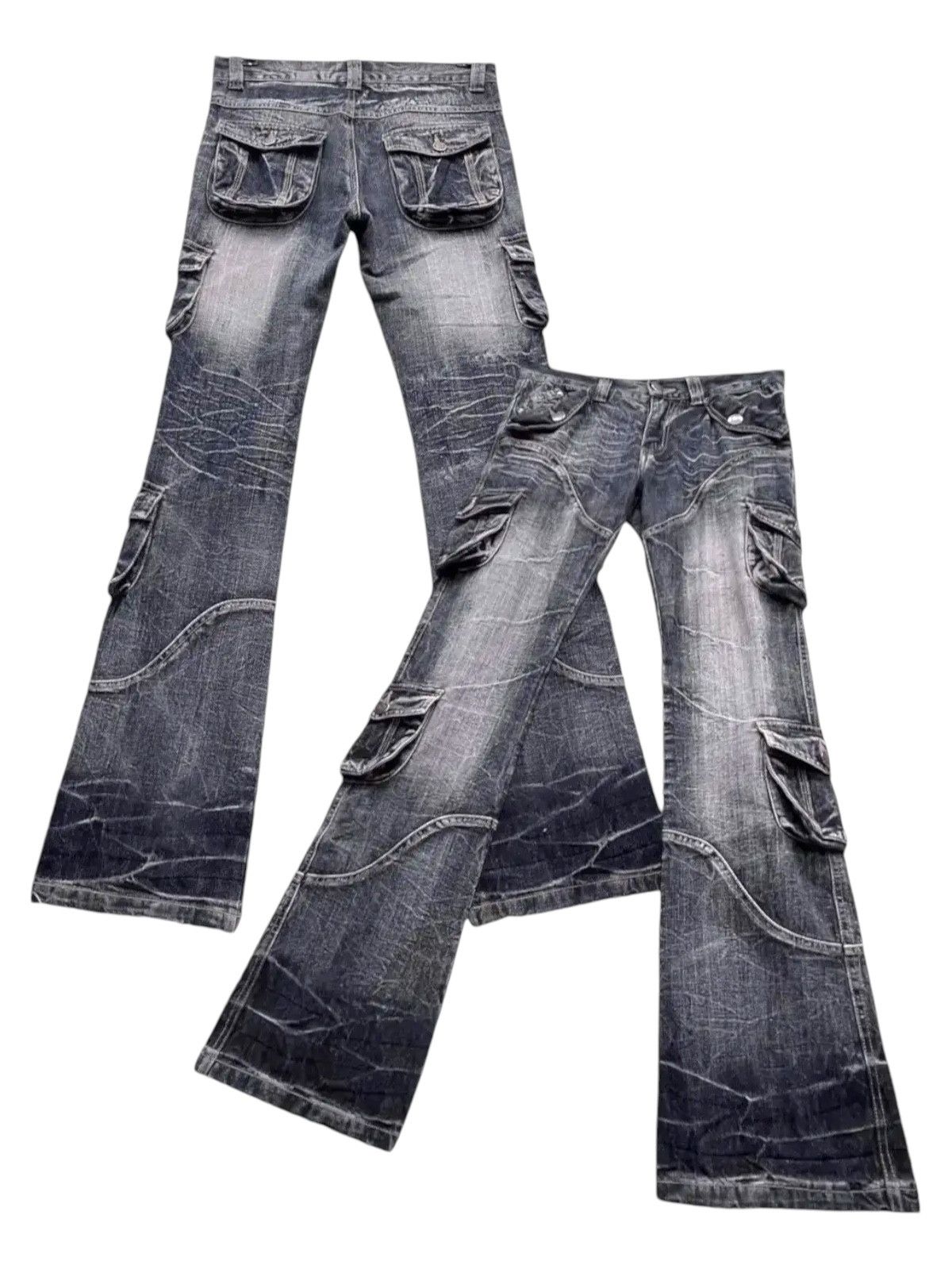 LOWBOX LOWBOX JAPAN Punk Distressed Whiskered Multipocket Flared Size US 29 - 1 Thumbnail