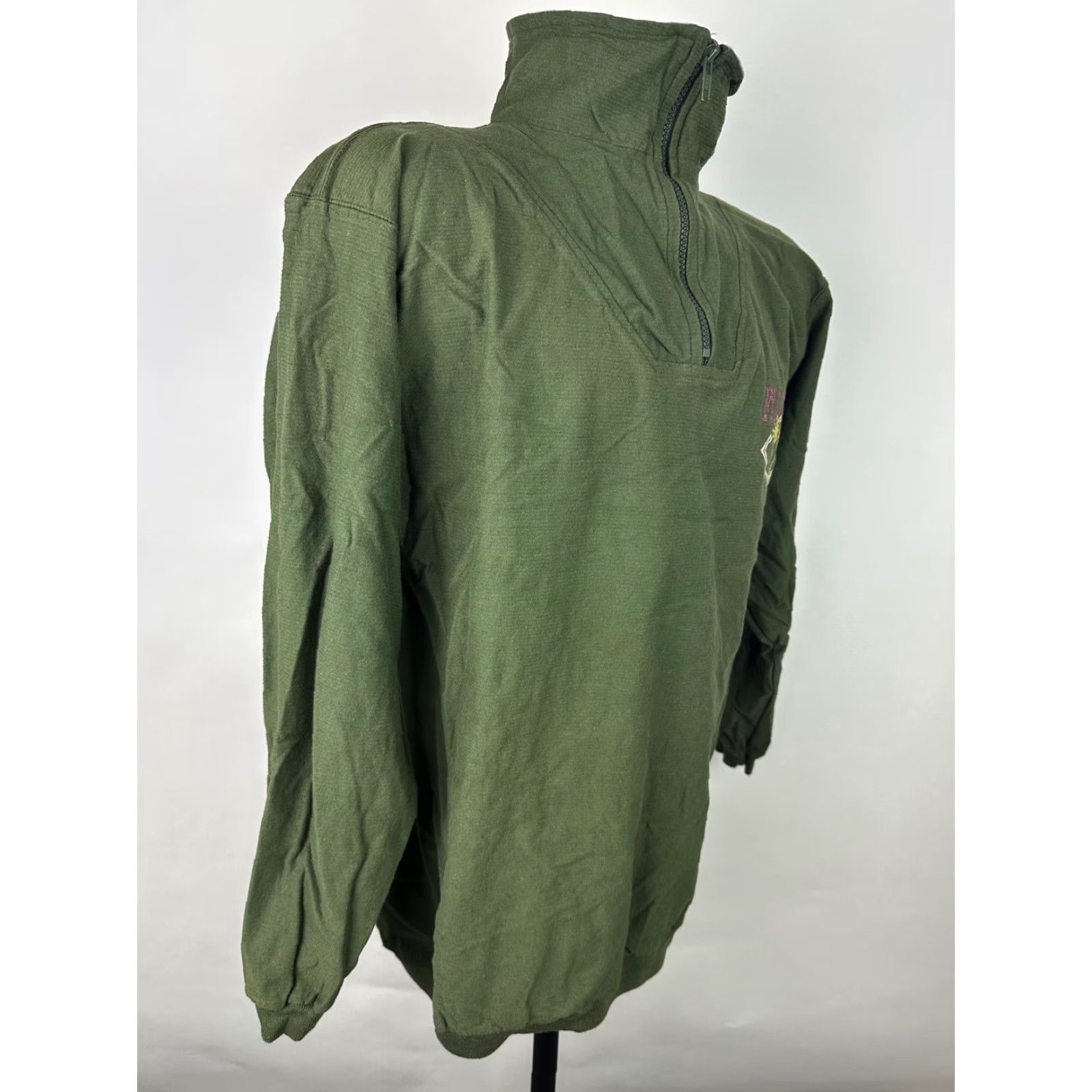 Vintage VINTAGE Oneita Sweatshirt 1/4 Zip Pullover M Adults Green Olive 90s Slim Fit Knit Cotton Size US M / EU 48-50 / 2 - 7 Thumbnail
