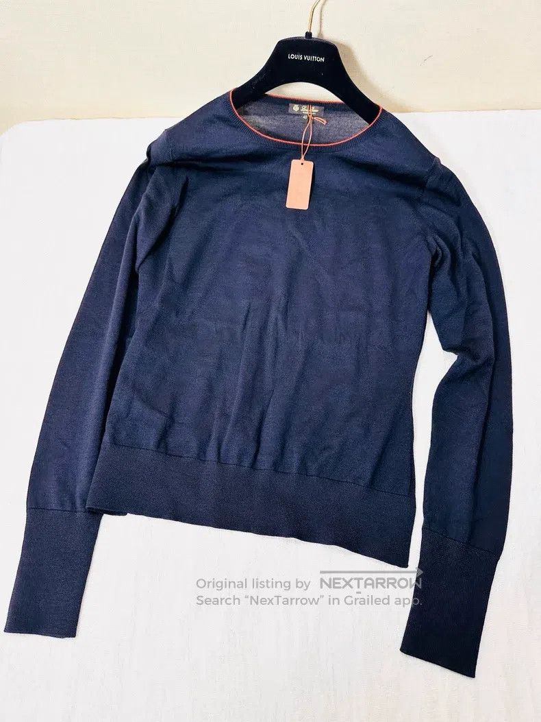 Loro Piana LORO PIANA Woman's navy blue wool round neck sweater Size XS / US 0-2 / IT 36-38 - 2 Thumbnail