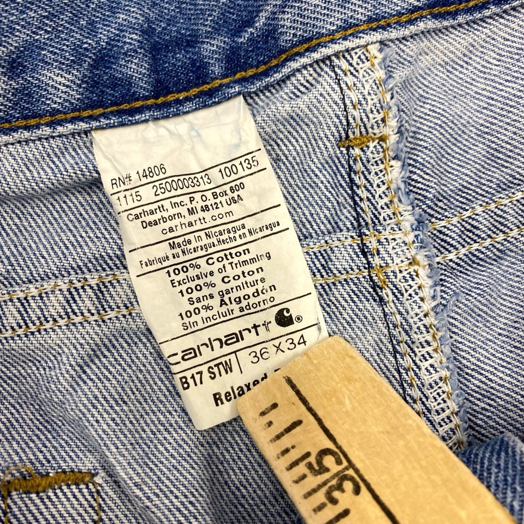 Carhartt VINTAGE Carhartt Jeans Denim Relaxed Fit Blue Mens 34x34 Inseam 33.5 Regular Cotton Denim Jeans Blues? Size US 34 / EU 50 - 3 Thumbnail