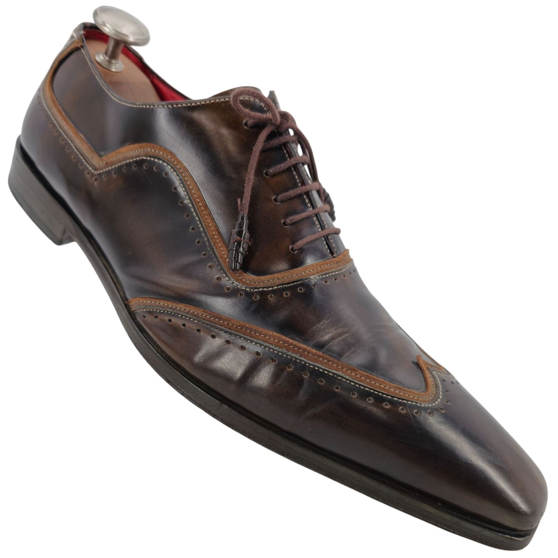 Mezlan Mezlan Custom Men 11.5 Brown Polished Leather Wingtip Oxford Size US 11.5 / EU 44-45 - 1 Thumbnail