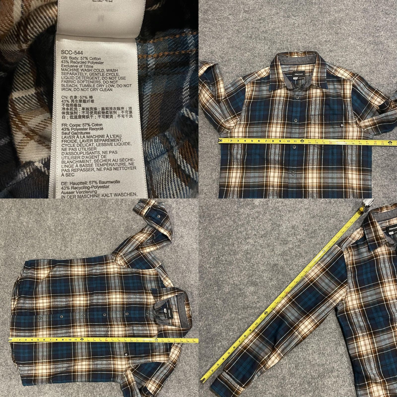 Marmot Marmot Fairfax Midweight Flannel Shirt Mens Medium Blue Brown Plaid Button Front Size US M / EU 48-50 / 2 - 8 Thumbnail