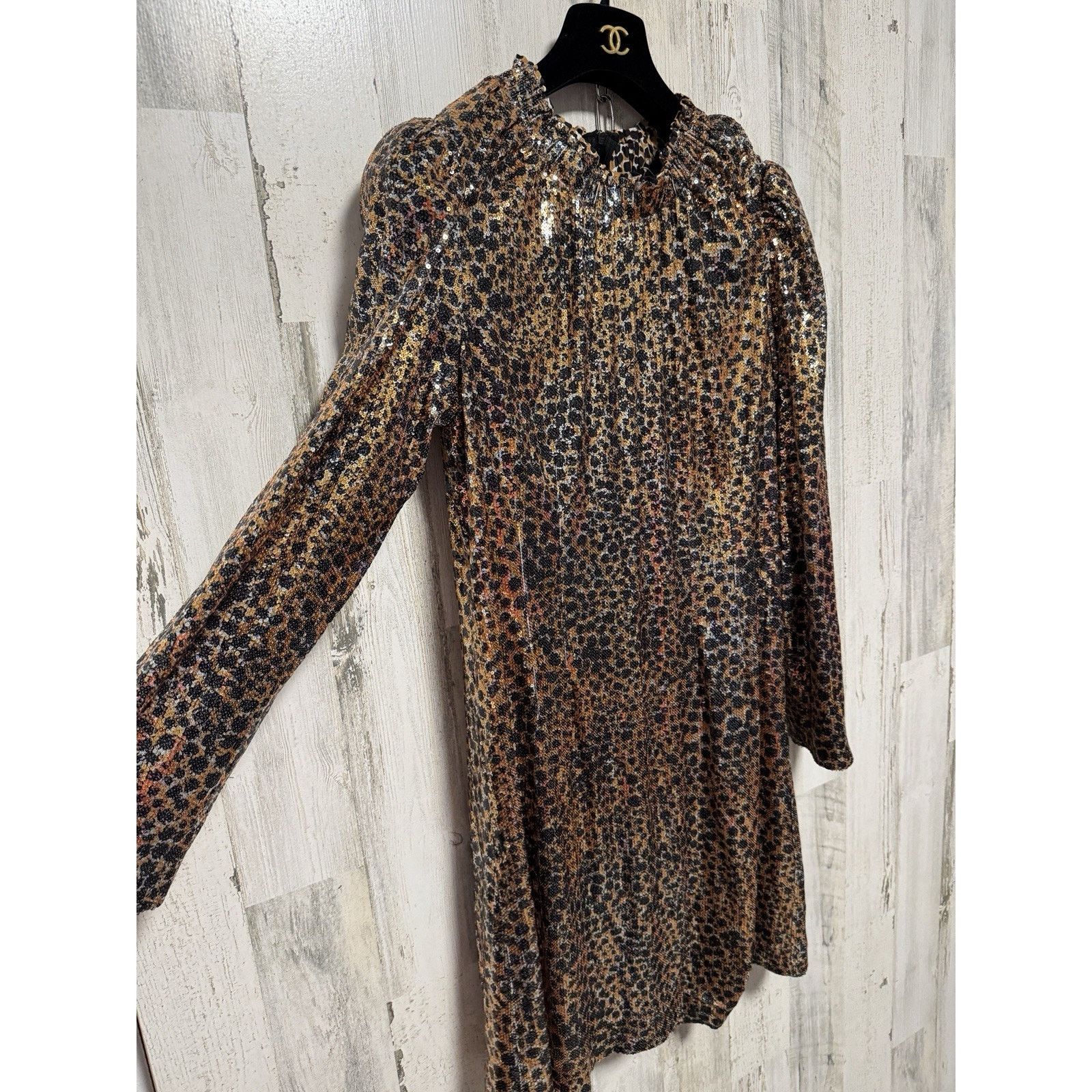 Sea New York NWT Sea New York Sequin Leopard Mini Dress $445 Size M / US 6-8 / IT 42-44 - 3 Thumbnail