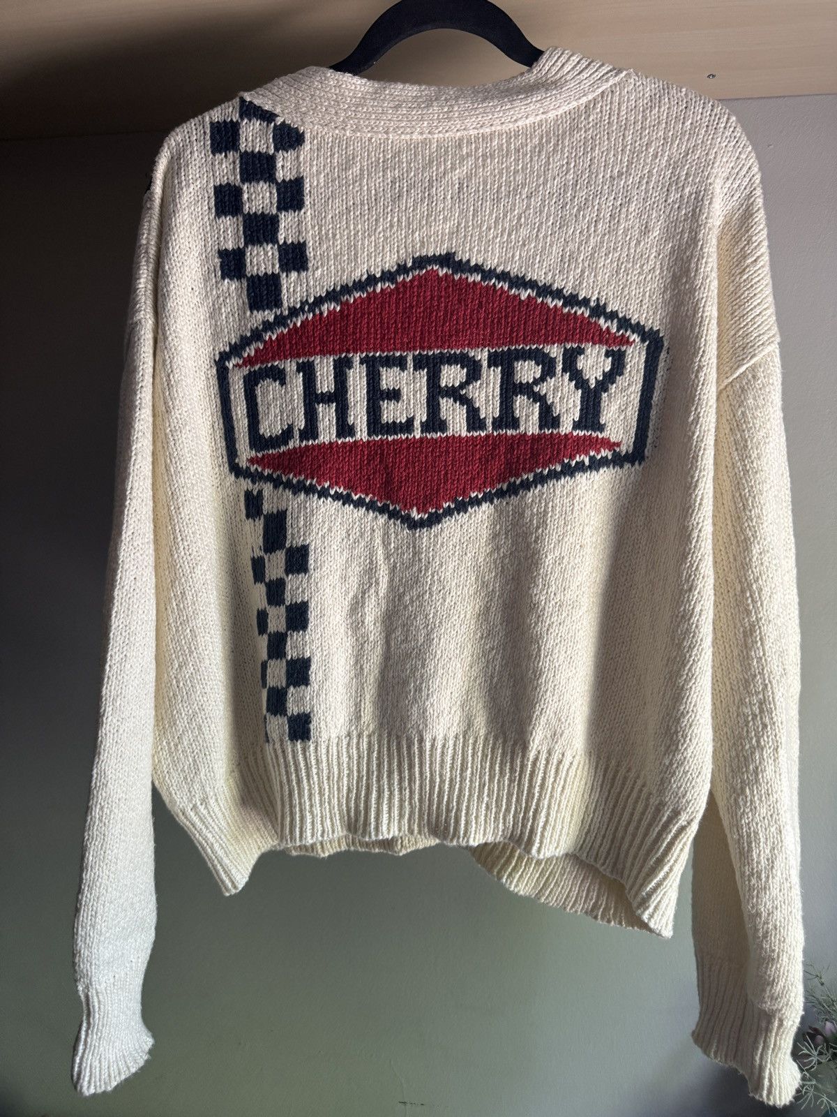 Cherry LA Cream Cardigan Sweater Size L / US 10 / IT 46 - 2 Thumbnail