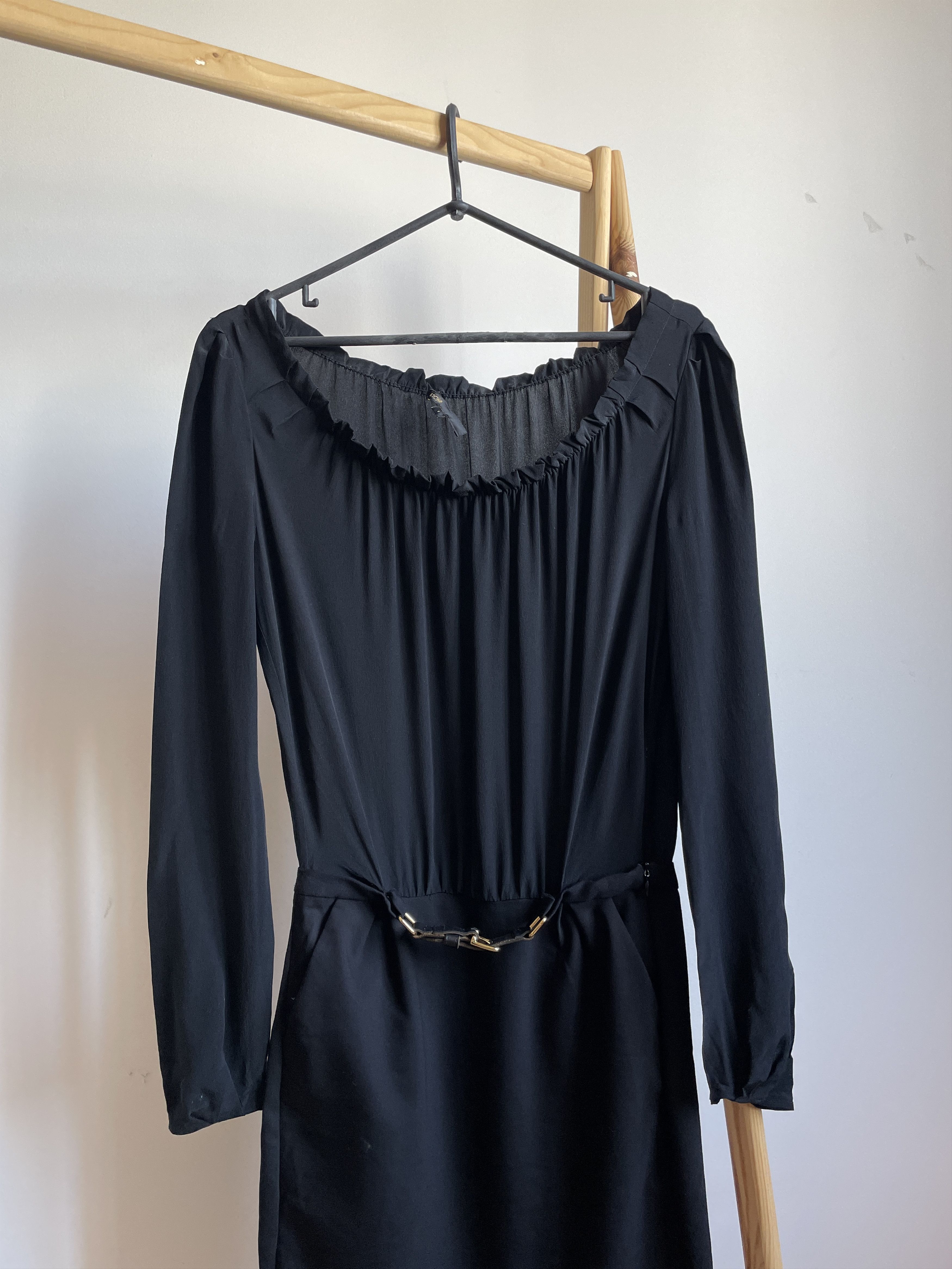Maje Maje H12 Rapide Slik/Cotton Blend Buckle Midi Dress Size 1 Size S / US 4 / IT 40 - 3 Thumbnail