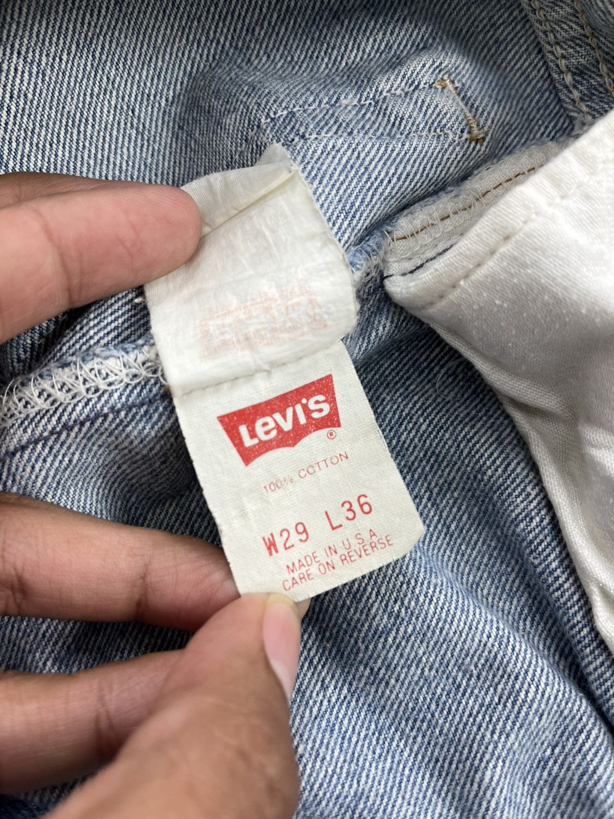 Levi's Vintage Clothing 🇺🇸1990s Vintage Levis 501XX 29x36 Light Blue Straight Jeans Size US 29 - 11 Thumbnail