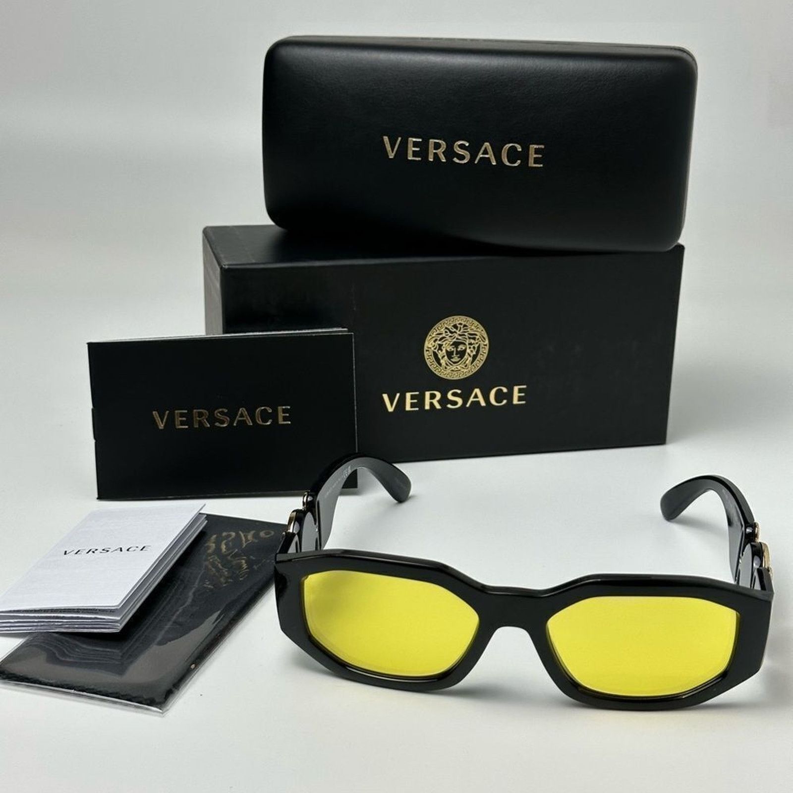 Versace NEW VERSACE VE4361 GB1/85 Black Yellow Unisex Sunglasses Size ONE SIZE - 11 Thumbnail