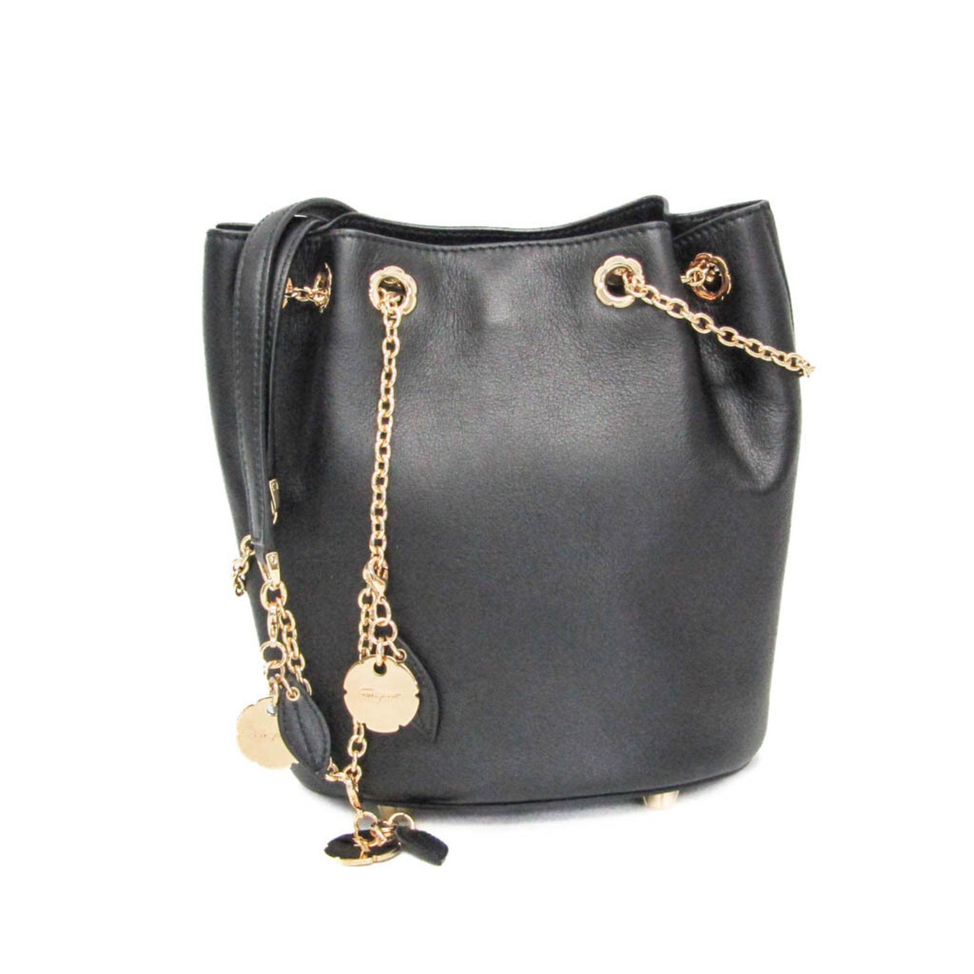Salvatore Ferragamo Black Leather Shoulder Bag (Pre-Owned) Size ONE SIZE - 1 Thumbnail
