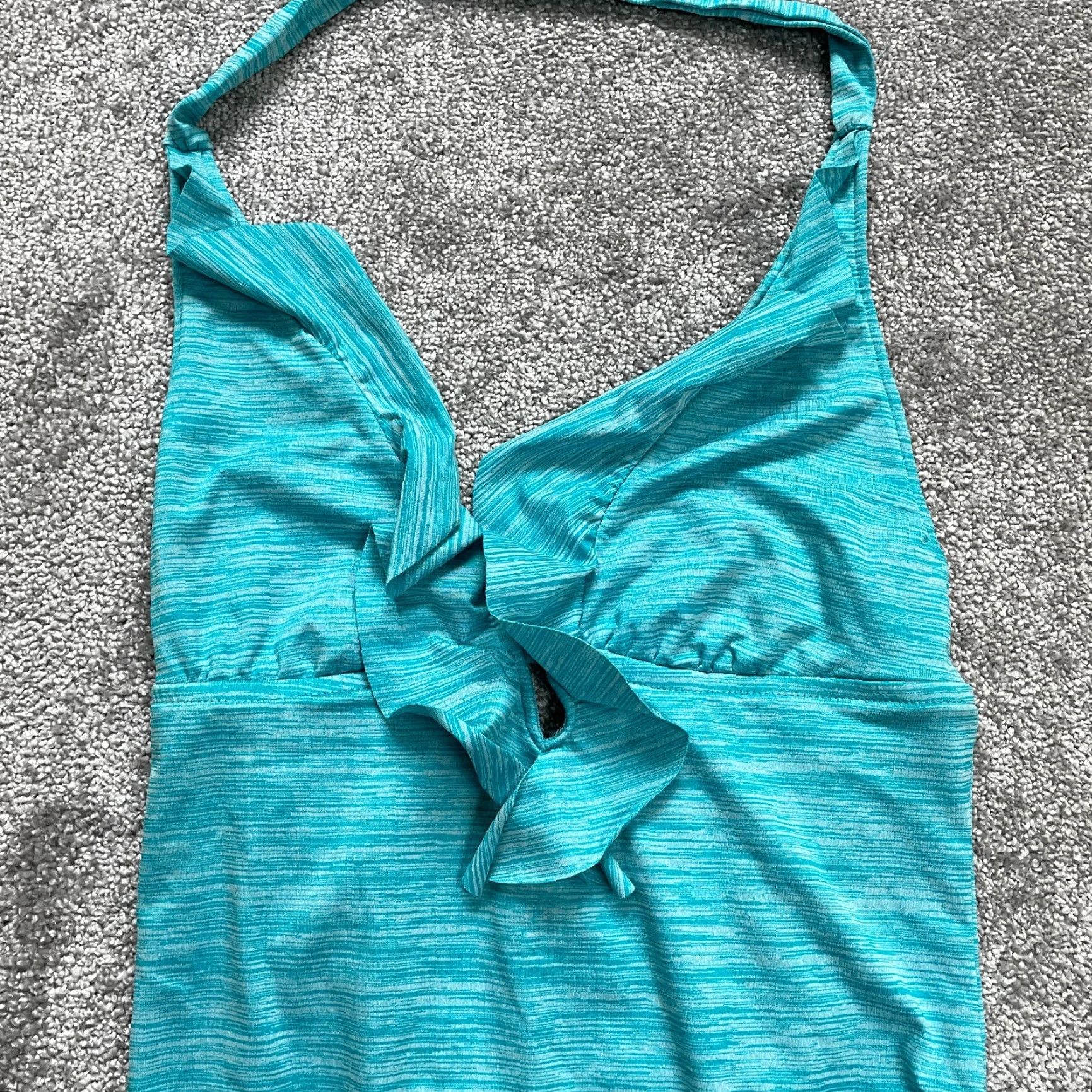 Mossimo Mossimo One Piece Swimsuit Women Large Blue Halter Backless Ruffles Bathing Suit Size L / US 10 / IT 46 - 3 Thumbnail