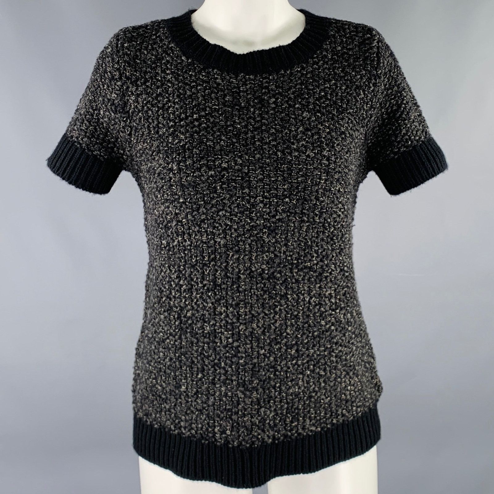 Tse TSE Size S Black Charcoal Wool Blend Short Sleeve Pullover Size S / US 4 / IT 40 - 1 Thumbnail