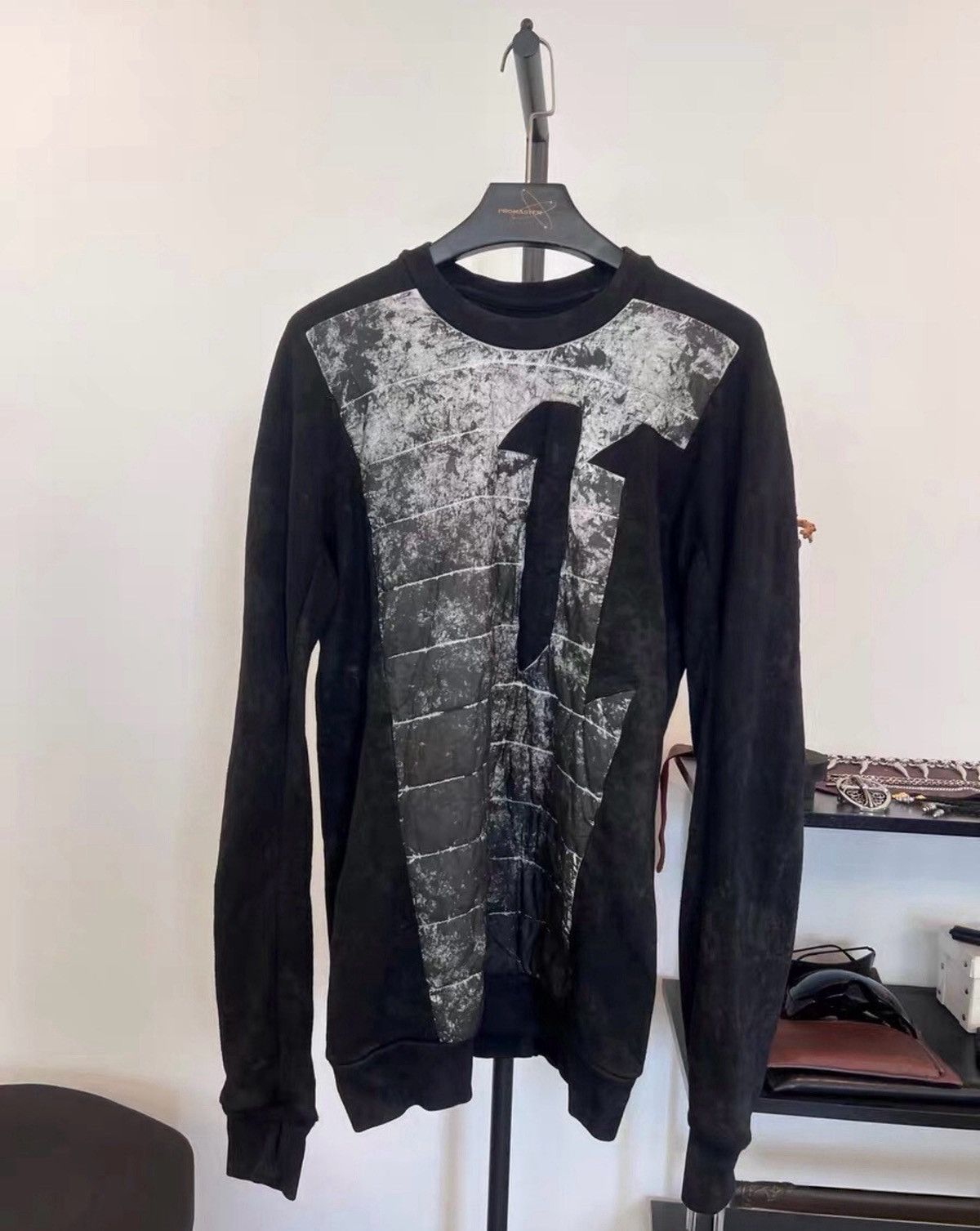 11ByBBS Patchwork Ink-Dye & Distressed Crewneck Hoodie