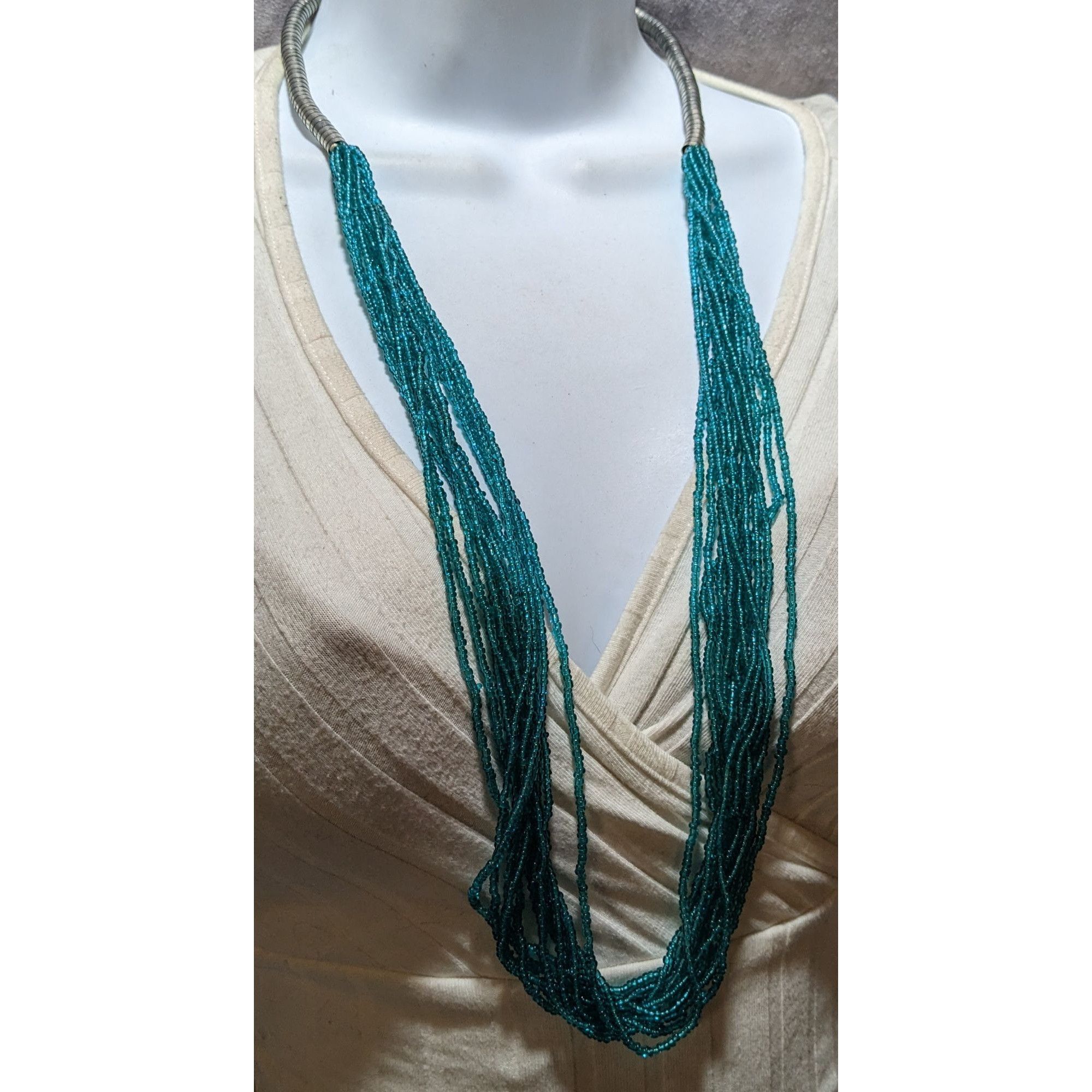 Other Vintage 70s Blue And Silver Beaded Necklace Size ONE SIZE - 6 Thumbnail