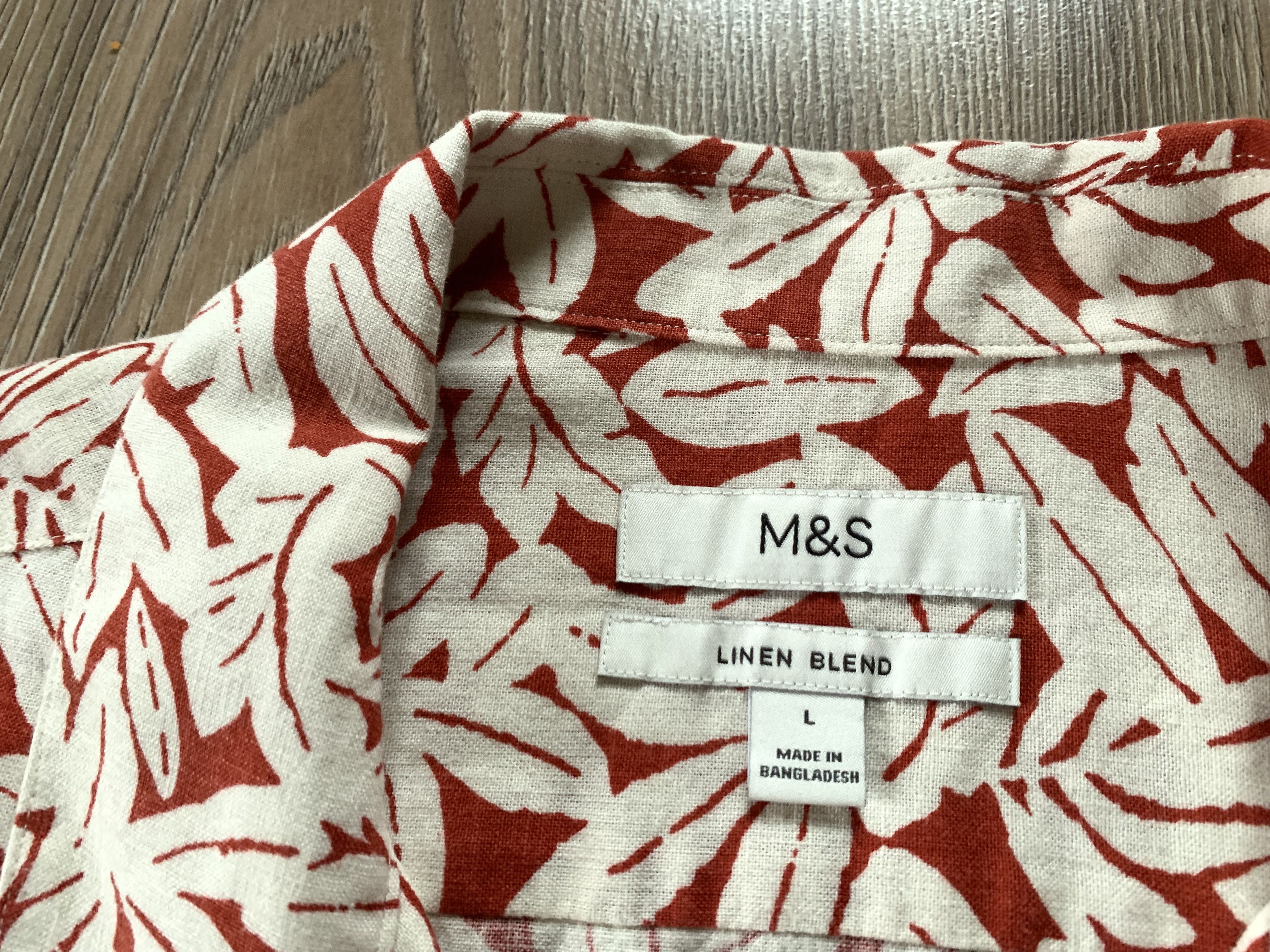 Marks & Spencer Marks & Spencer Linen Blend Printed Hawaiian Shirt Size US L / EU 52-54 / 3 - 5 Thumbnail