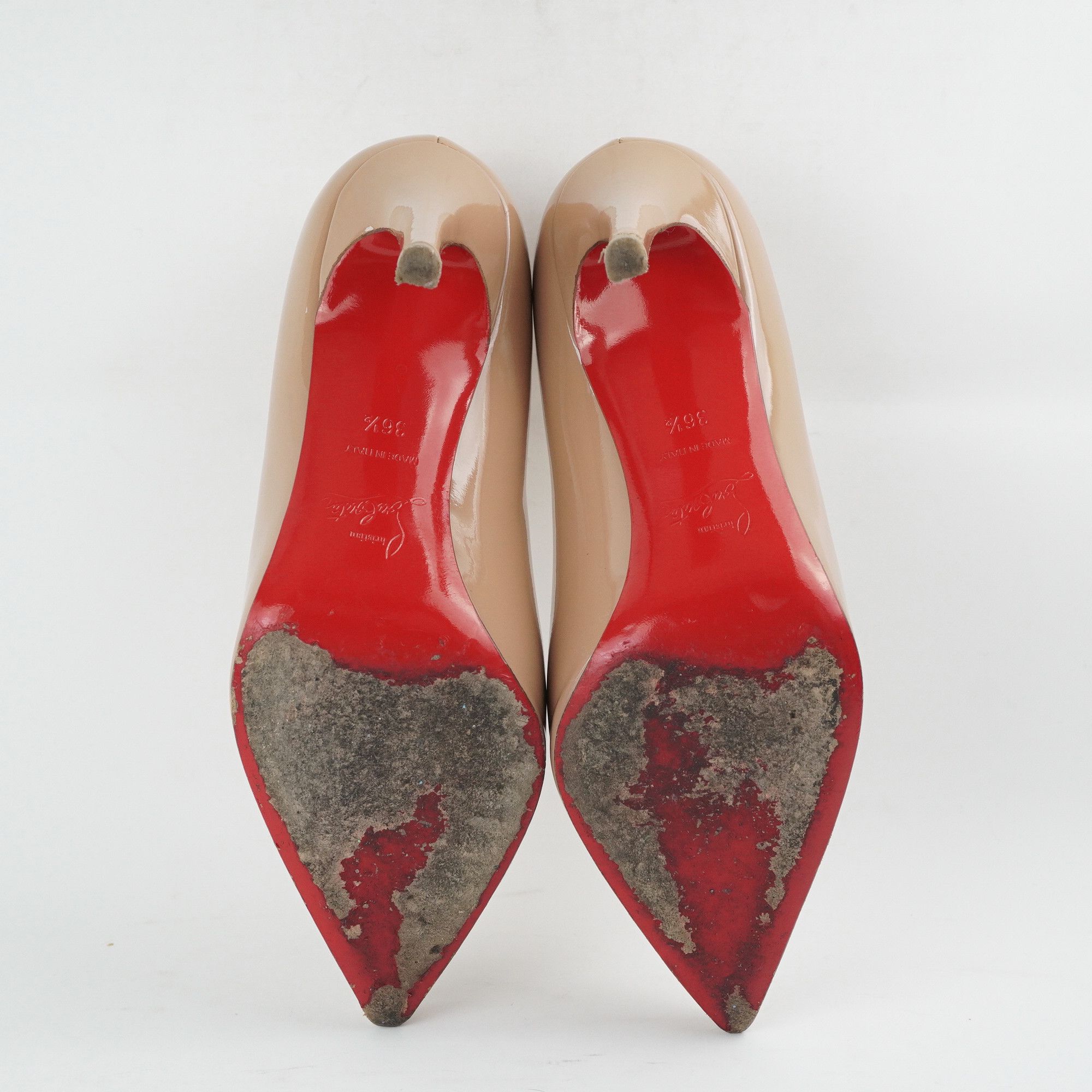 Christian Louboutin Christian Louboutin Heel Beige Pointed Toe Patent Leather Size US 6.5 / IT 36.5 - 4 Thumbnail