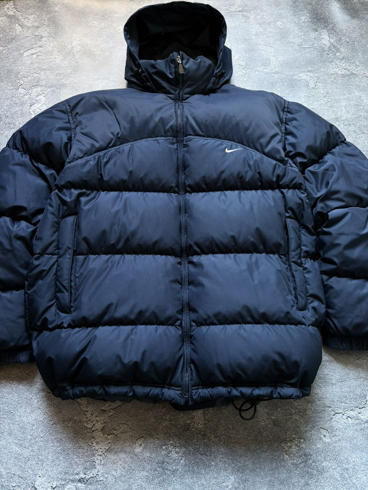 Nike Vintage 00s Nike Drill Y2K Swoosh Puffer Down Jacket Size L Size US L / EU 52-54 / 3 - 2 Thumbnail