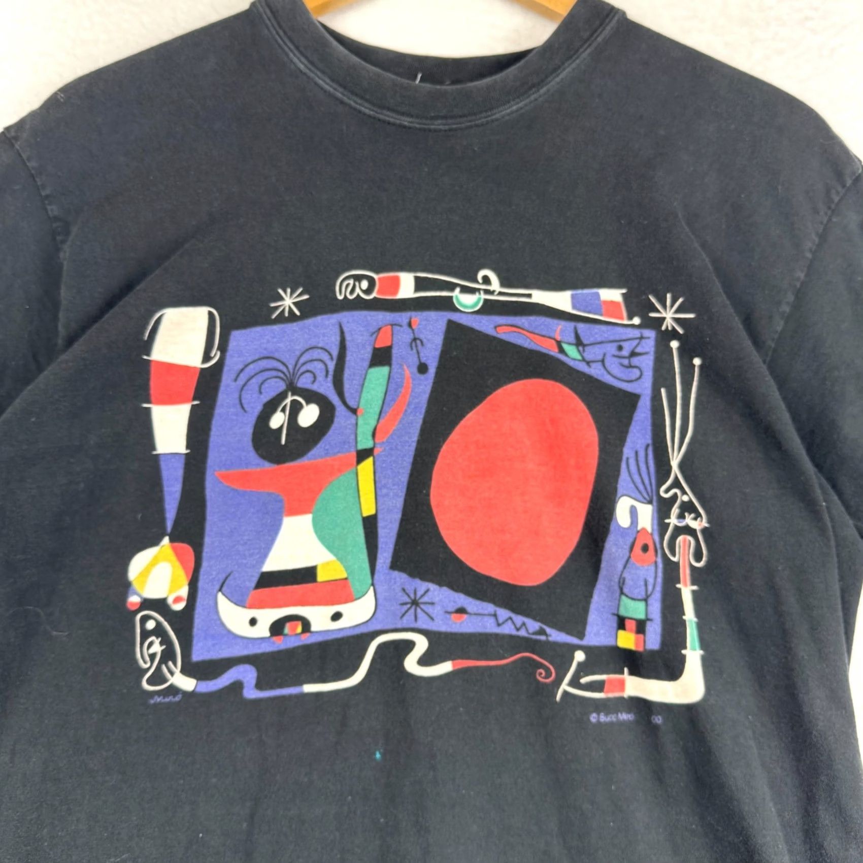 Vintage VINTAGE Joan Succ Miro T-Shirt Graphic Print Shirt Men L Black Cotton Crew Neck Short Sleeve 1990s 2000s RARE Size US L / EU 52-54 / 3 - 3 Thumbnail