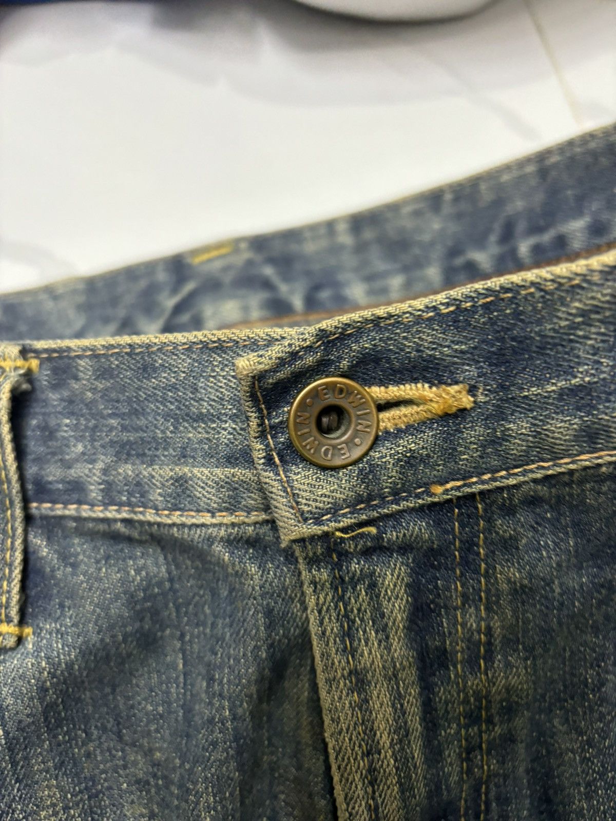 Edwin VINTAGE EDWIN 505XX SELVEDGE BAGGY DISTRESSED DENIM JEANS Size US 31 - 15 Thumbnail