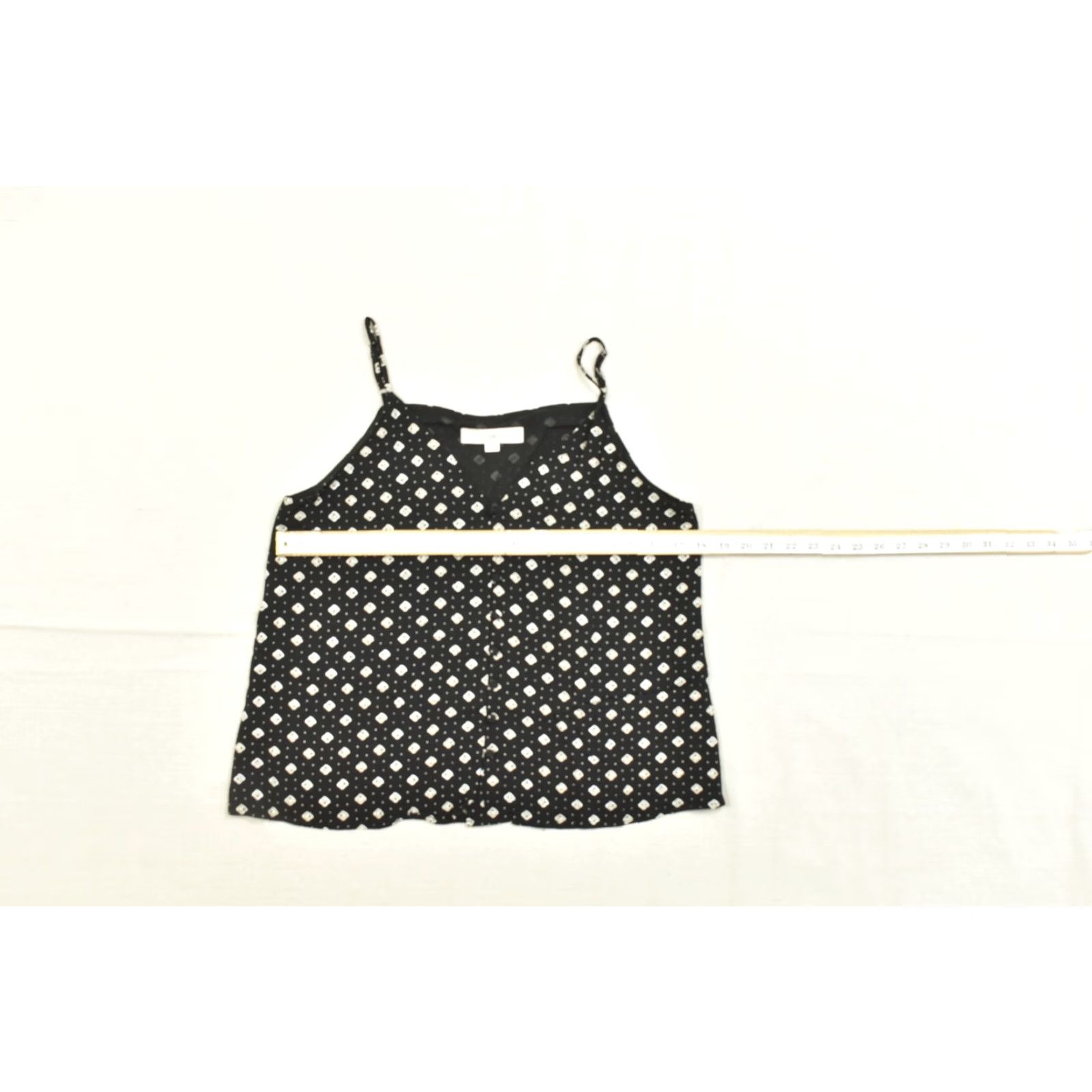Loft LOFT Camisole Tank Top V-Neck Polka Dot Black White S Women Sleeveless Pullover Casual Summer Spring Diamond Pattern Strappy Sleeve Polyester Regular Size S / US 4 / IT 40 - 3 Thumbnail