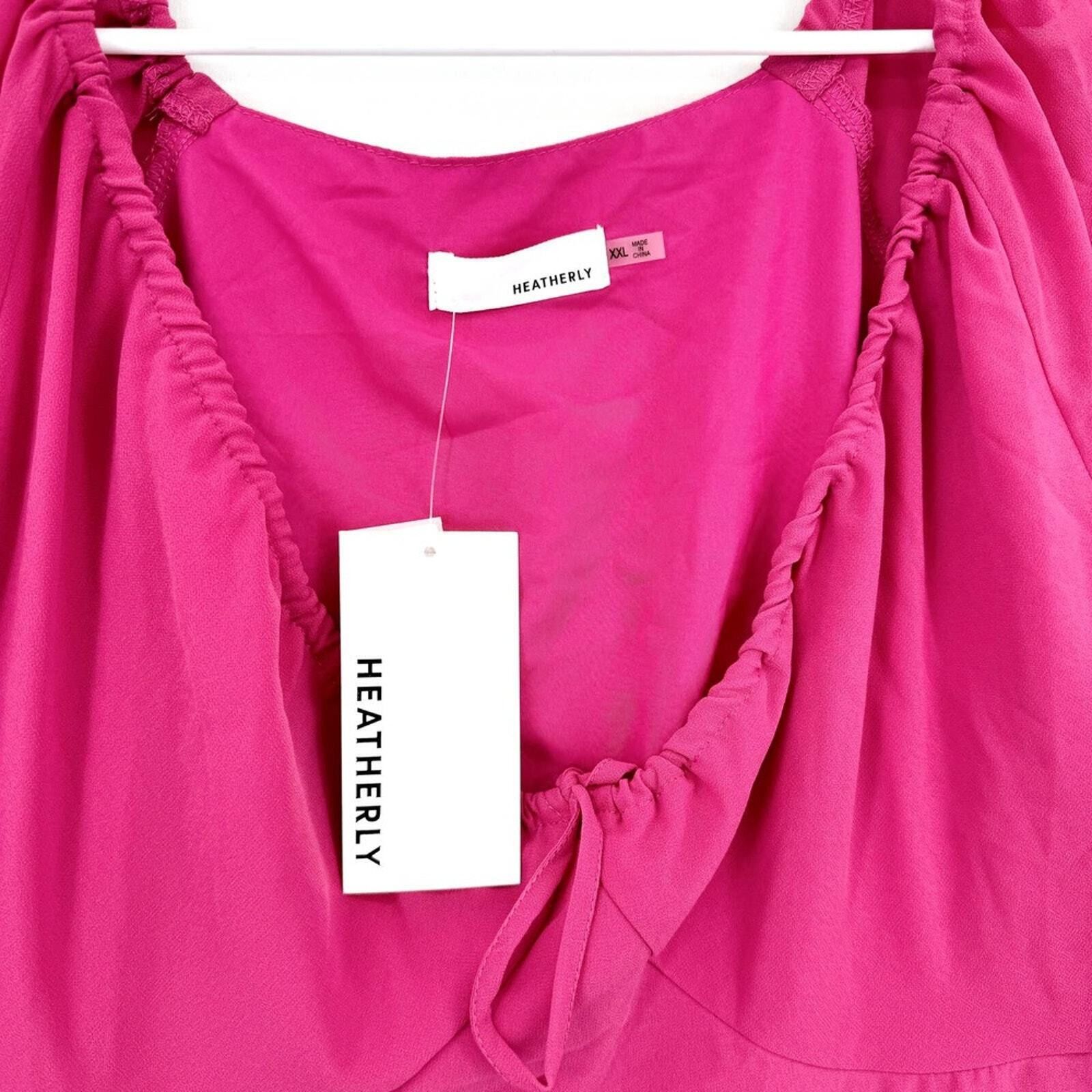 Other Heatherly VNeck Flared Sleeve Semi Sheer NWT Blouse Size XXL Size XXL / US 16-18 / IT 52-54 - 4 Thumbnail