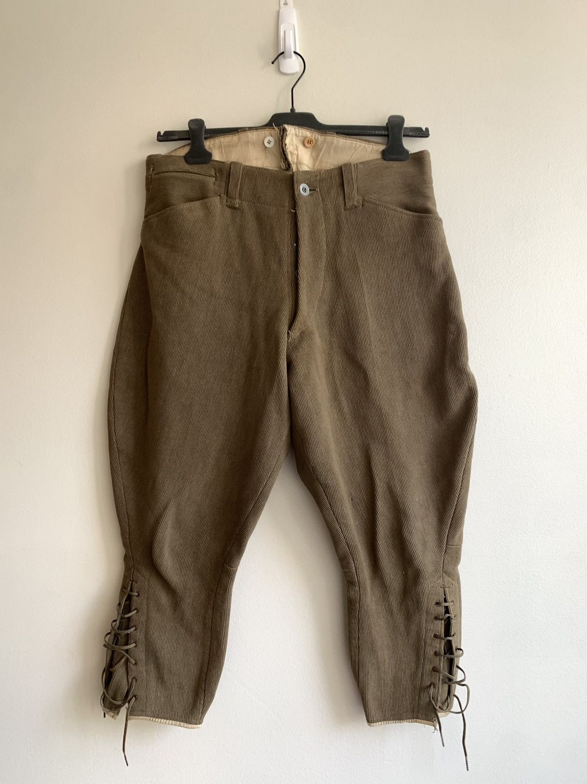 Vintage 1910’s WWI French Military Jodhpur Wool Whipcord Pants Size US 33 - 1 Thumbnail