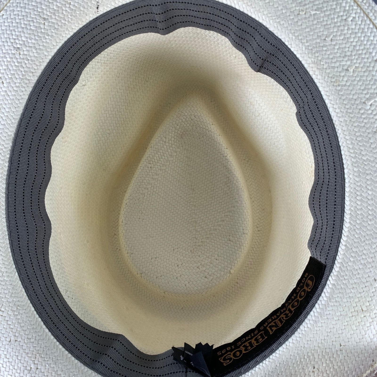 Goorin Bros. GOORIN BROTHERS Size S Cream Black Woven Straw Fedora Hat Size ONE SIZE - 6 Thumbnail