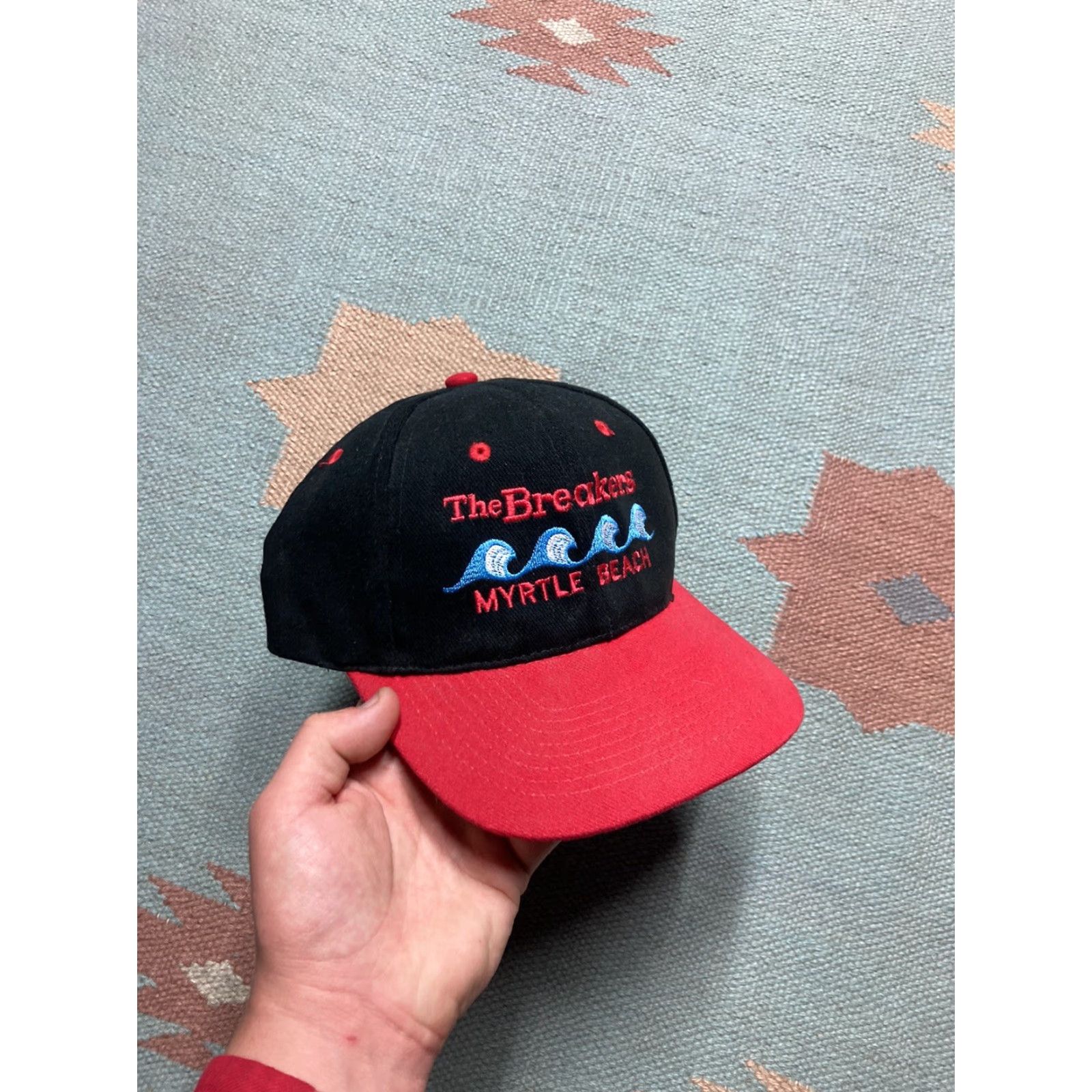Vintage VINTAGE Myrtle Beach Snapback 90s Hat Cap Men Adjustable Black Ocean Waves The Breakers Resort Size ONE SIZE - 2 Thumbnail