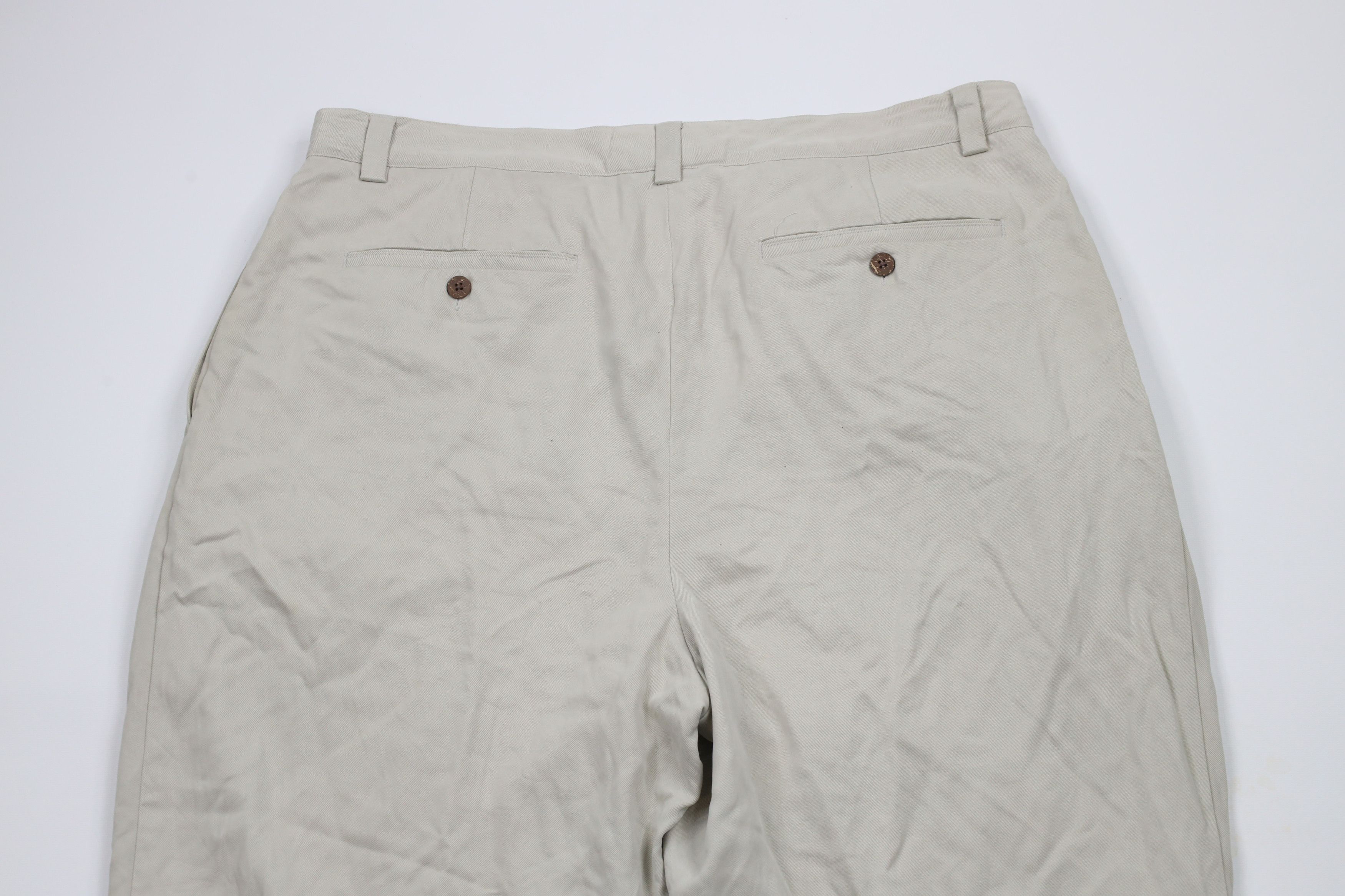 Tommy Bahama × Vintage Vintage 90s Tommy Bahama Silk Wide Leg Chino Pants Beige Size US 38 / EU 54 - 11 Thumbnail