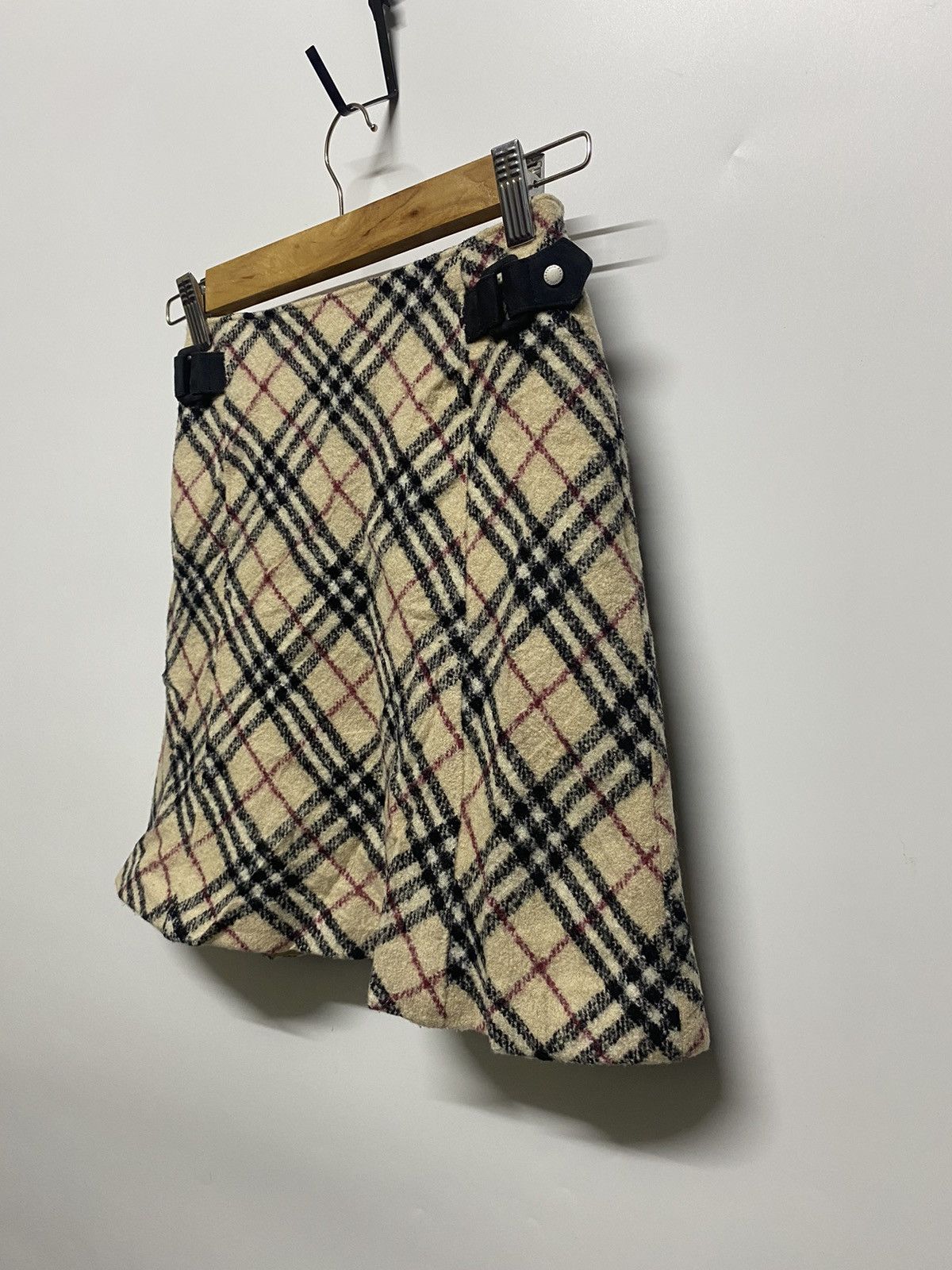 Burberry × Vintage BURBERRY London Wool Mini Skirt Plaid Nova Check One Pocket Size 23" - 4 Thumbnail