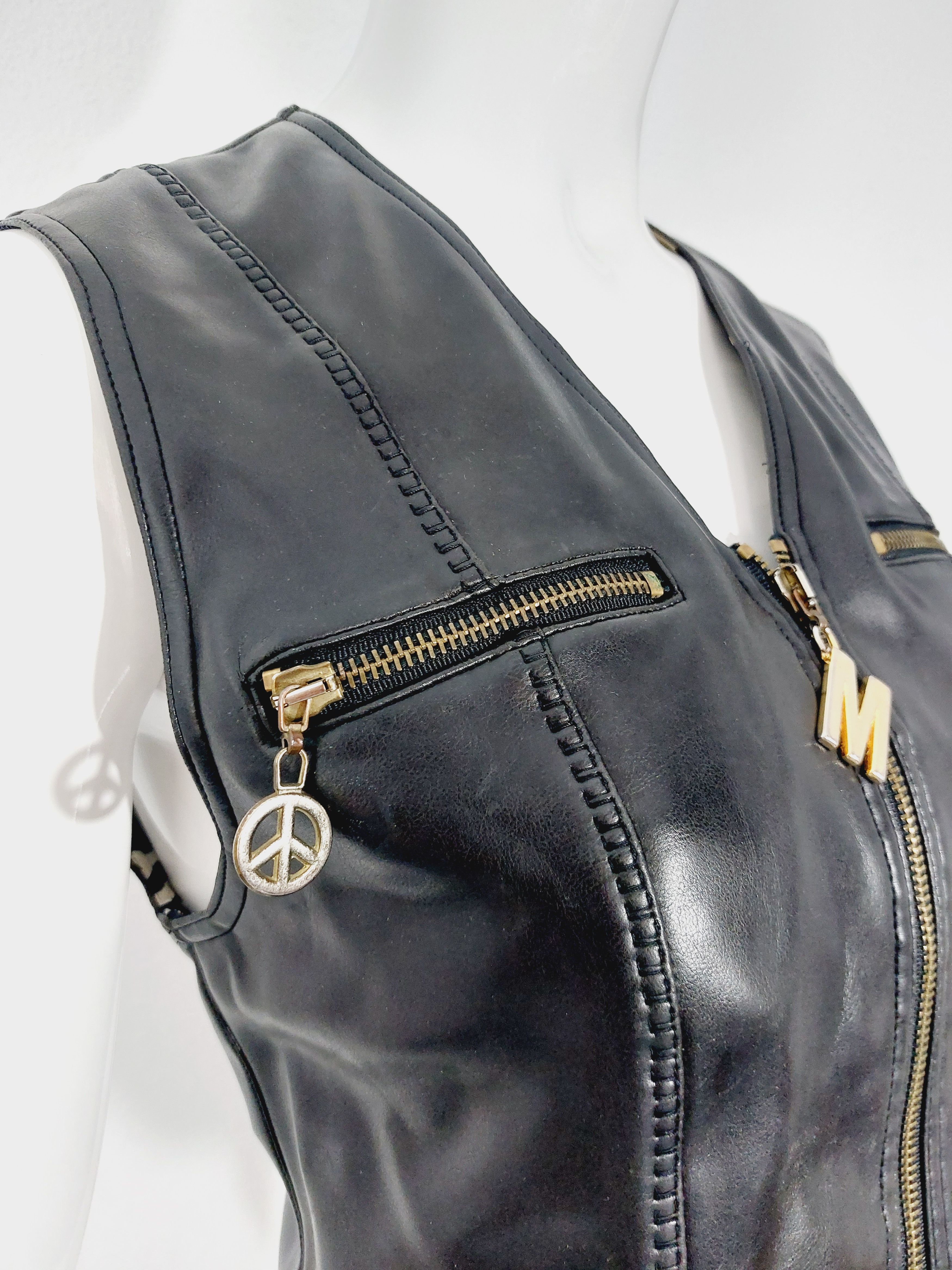 Moschino Moschino Jeans Bella Hadid Faux Leather Black Vest Top Size S / US 4 / IT 40 - 4 Thumbnail