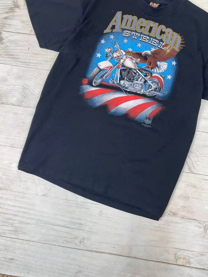 Harley Davidson Vintage Harley Davidson 3D Emblem American Steel 1993 Tee Size US XL / EU 56 / 4 - 3 Thumbnail
