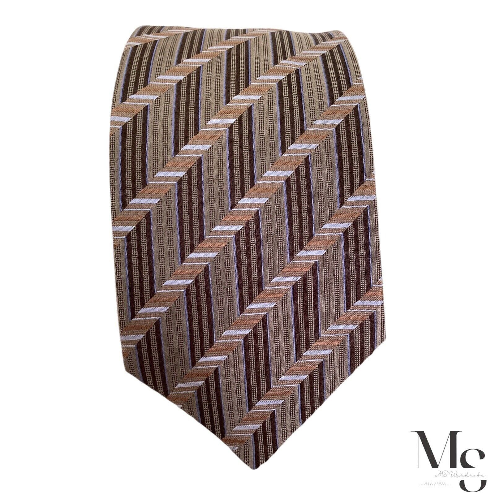 Brioni Brioni XL Brown Striped Luxury Designer Silk Tie Hand Made I Size ONE SIZE - 3 Thumbnail