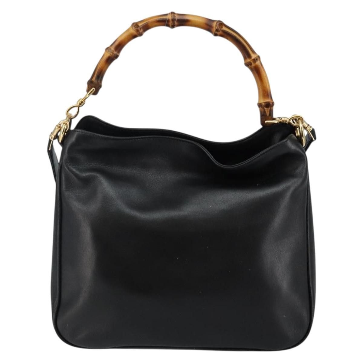 Gucci GUCCI Bamboo Handbag Leather Black Gold 001 001 Size ONE SIZE - 2 Thumbnail