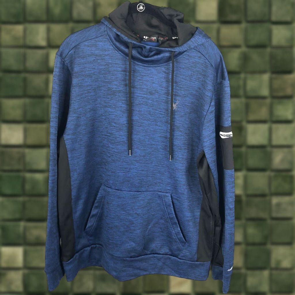 Spyder Spyder Hoodie Mens Large Blue Black Athletic Sweatshirt Space Dye Workout Casual All Seasons Size US L / EU 52-54 / 3 - 1 Thumbnail