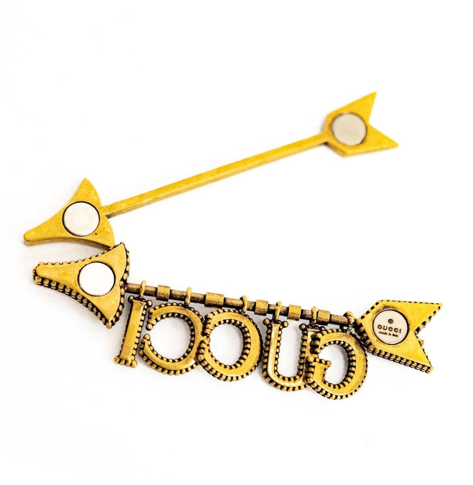 Gucci GUCCI GARDEN Antique Gold Crystal Arrow Magnetic Pin BROOCH Size ONE SIZE - 5 Thumbnail