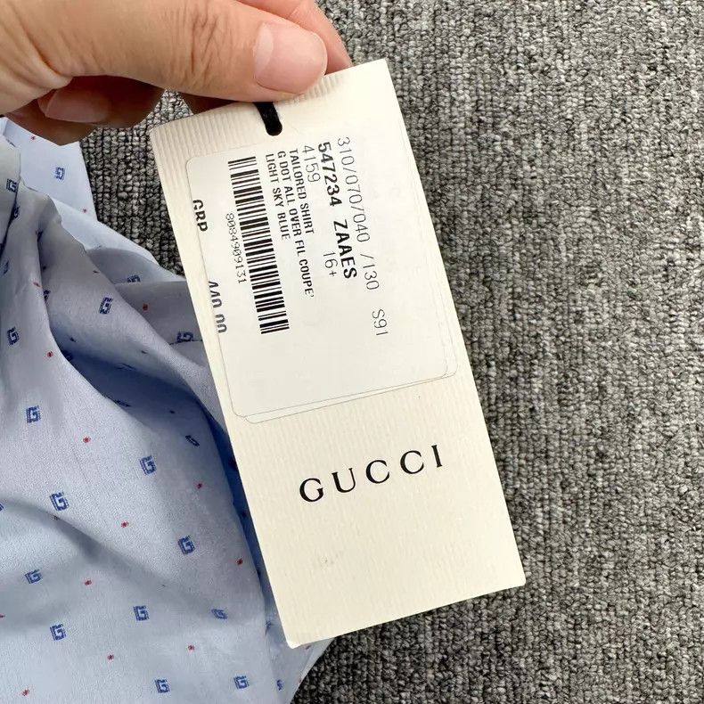 Gucci Gucci Light blue lapel embroidered G logo long-sleeved shi Size M / US 6-8 / IT 42-44 - 7 Thumbnail