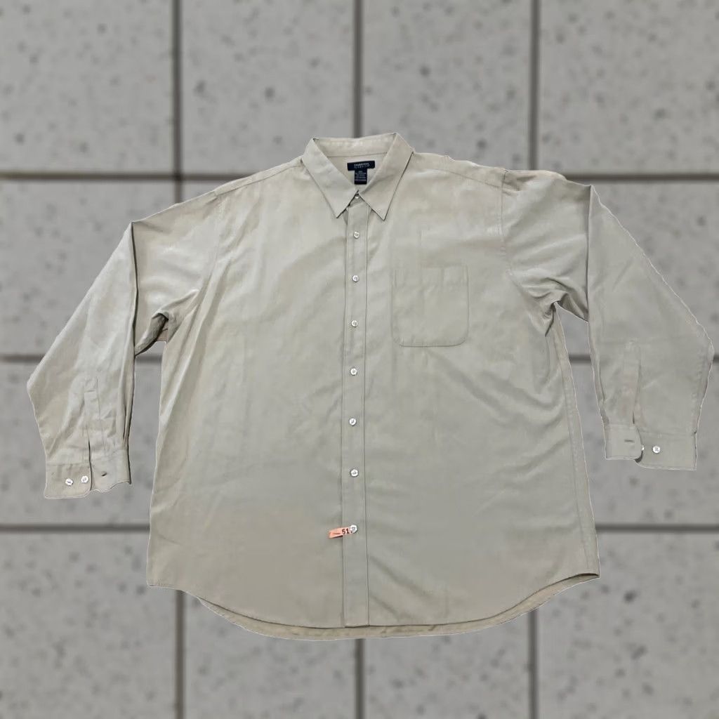 Vintage VINTAGE Cambridge Classics Shirt Men 2XL Khaki Brown Nylon Sueded Cotton Western Size US XXL / EU 58 / 5 - 1 Thumbnail