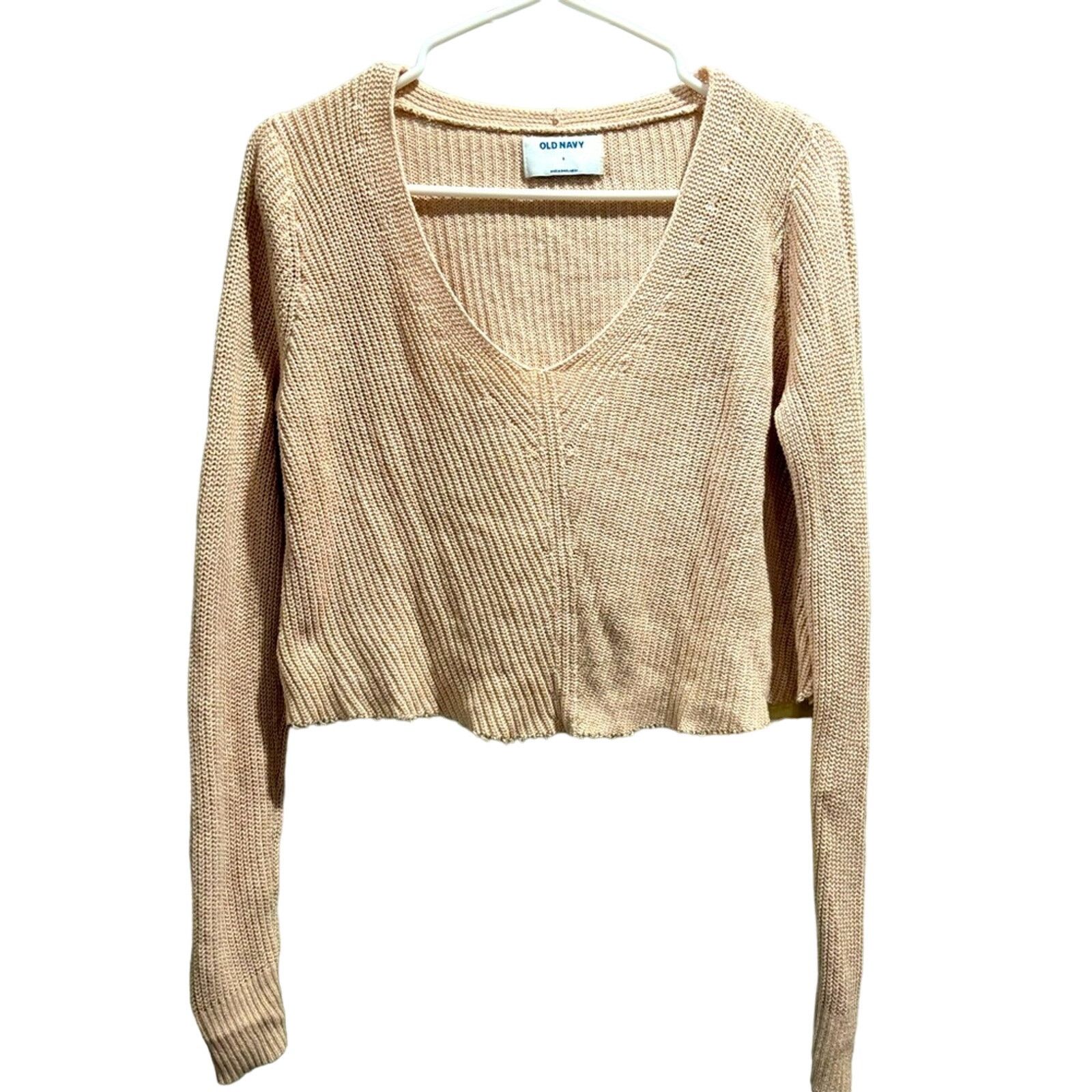 Old Navy OLD NAVY Women’s Oatmeal Cropped Knit Sweater Sz S Size S / US 4 / IT 40 - 2 Thumbnail