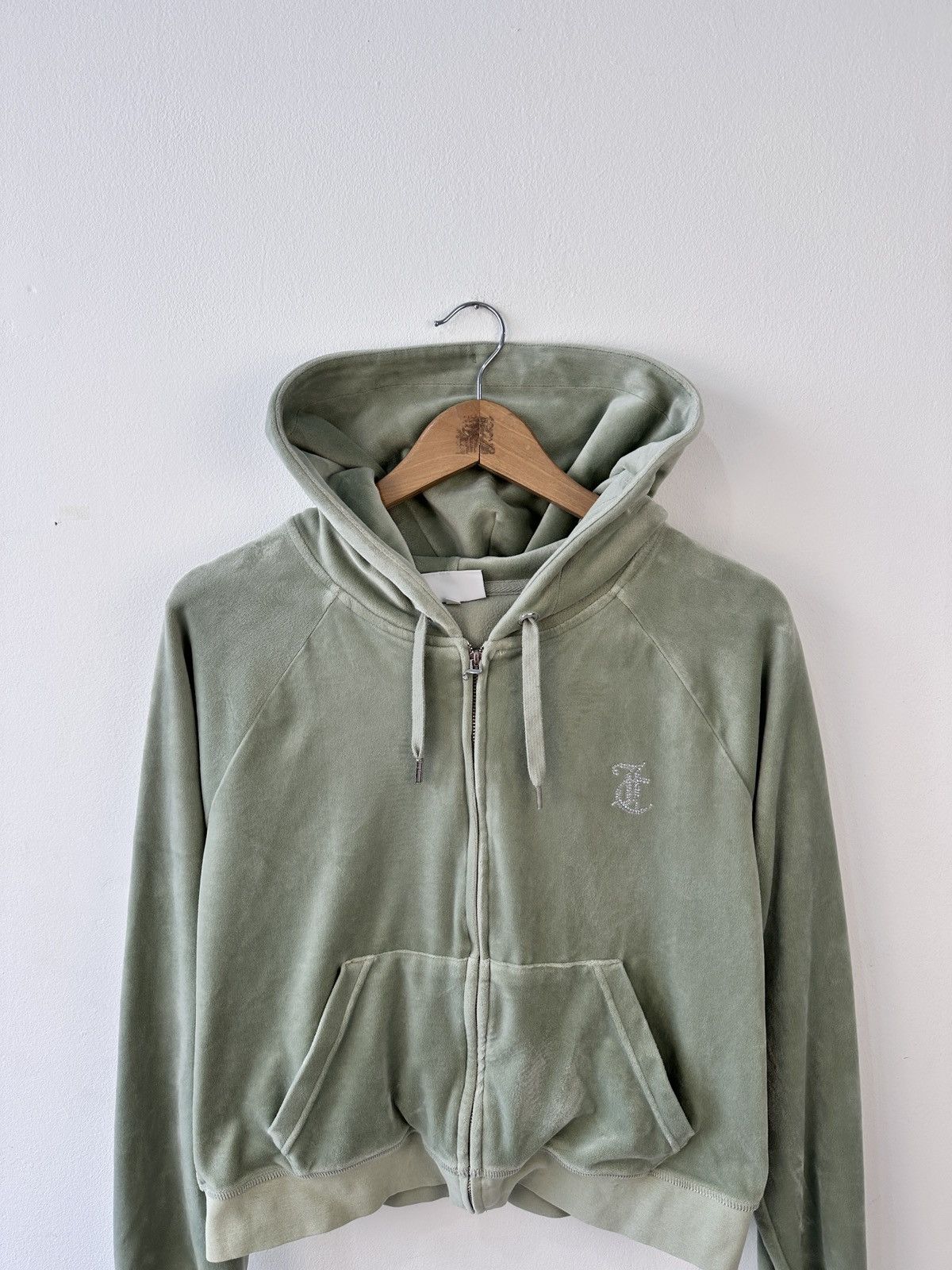 Juicy Couture Juicy Couture Velour Hoodie XL Rhinestone Spellout Back Y2K Size XL / US 12-14 / IT 48-50 - 6 Thumbnail