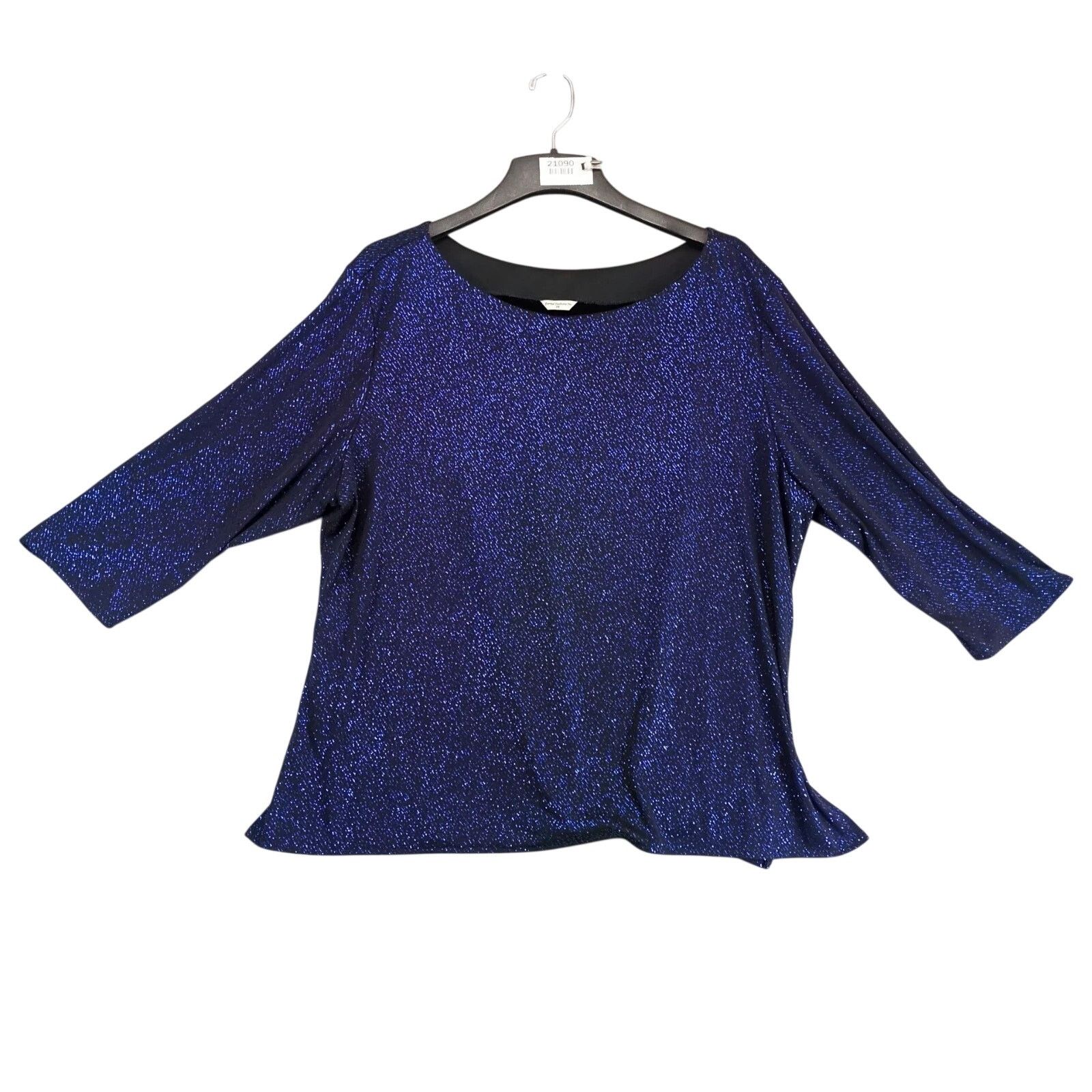 Other Formal Fashions 3X Black Navy Glitter Knit Blouse Top Stage Size 3XL / US 20-22 - 1 Thumbnail