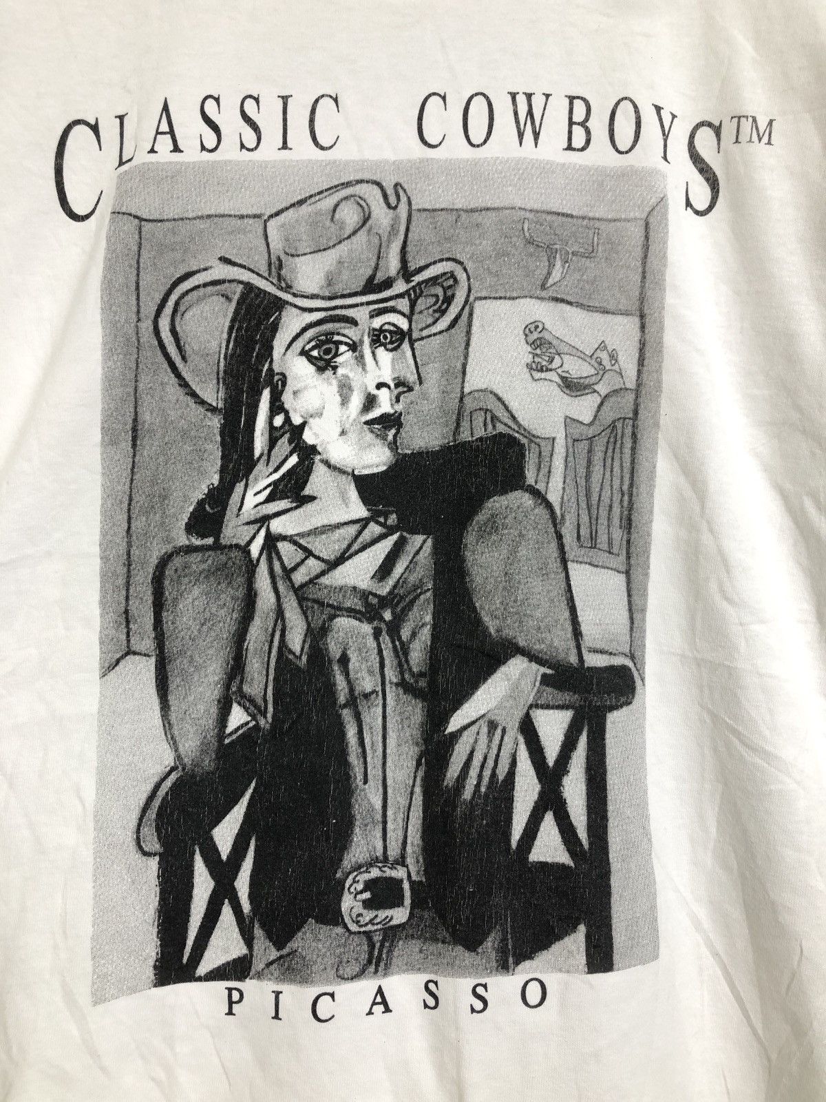 Vintage Vintage Picasso Calssic Cowboys Art T-Shirt Size US L / EU 52-54 / 3 - 2 Thumbnail