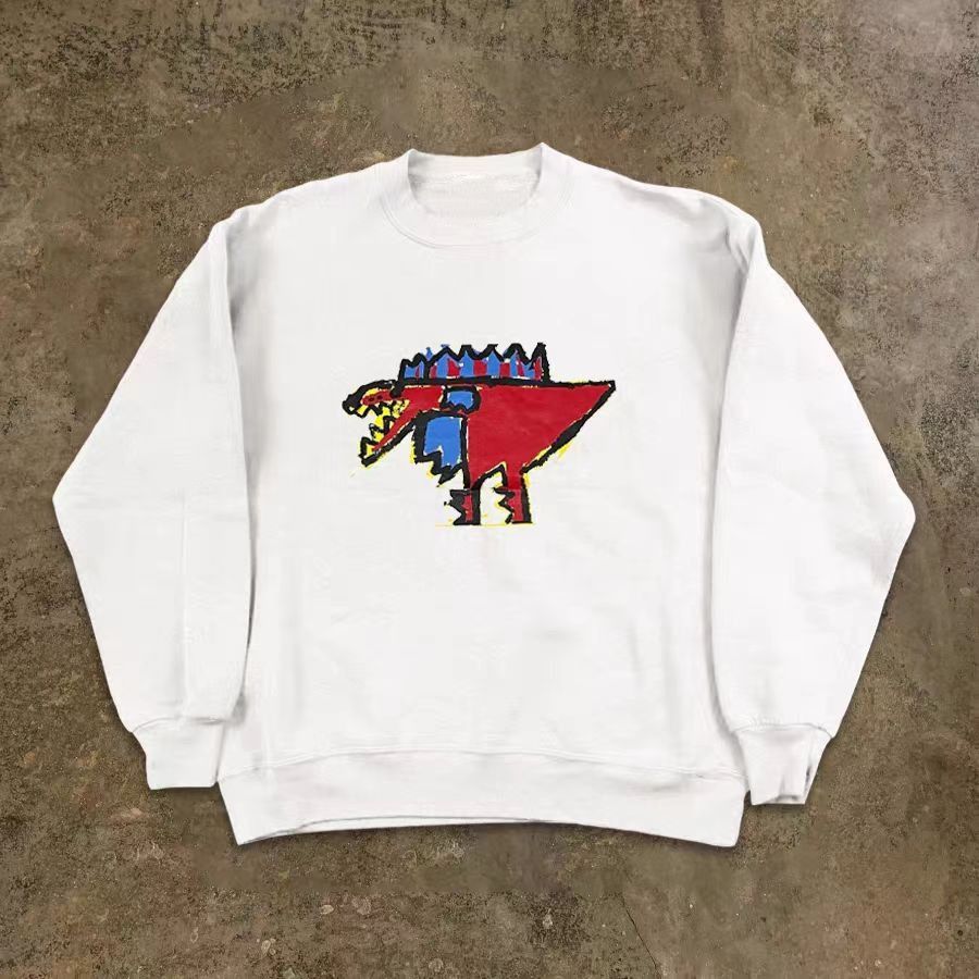Japanese Brand White casual retro dinosaur print sweatshirt y2k Size US M / EU 48-50 / 2 - 1 Thumbnail