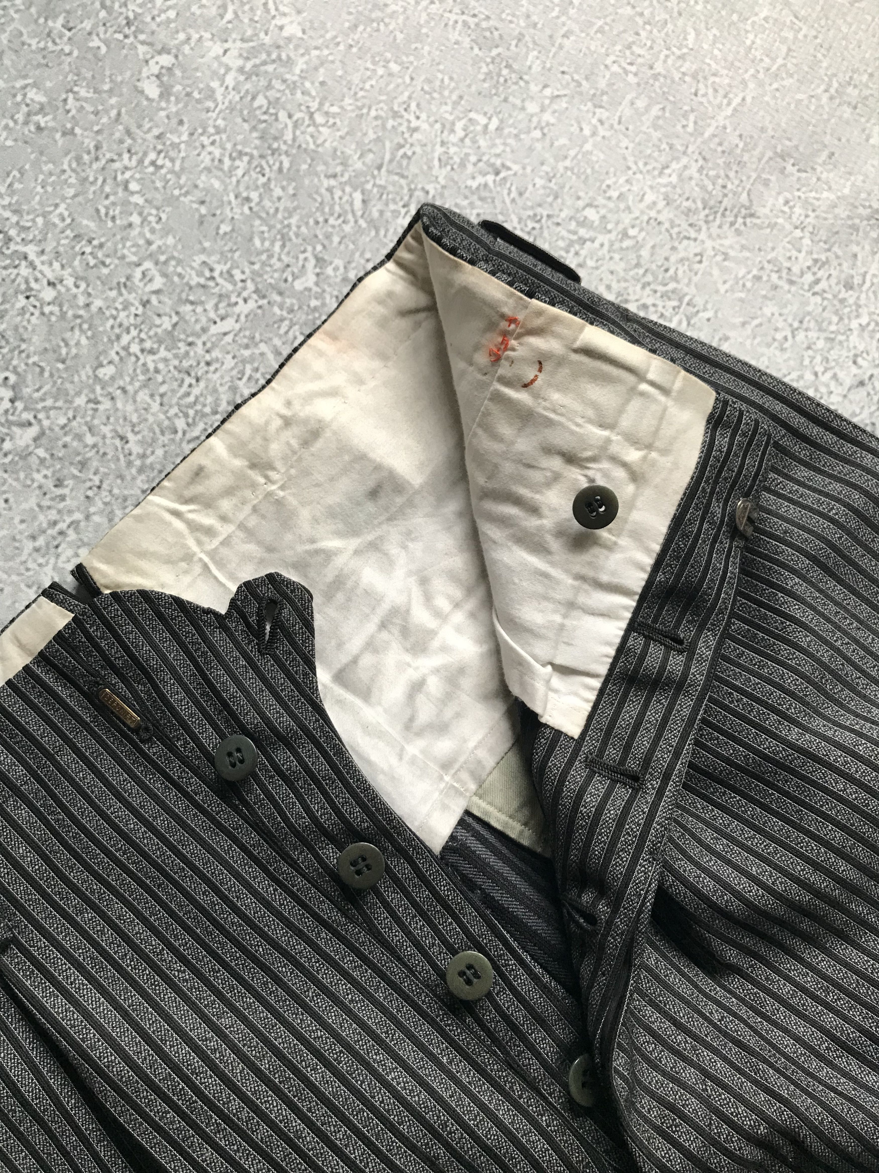 Vintage 1960s Pleated Trousers Wool Stripes Japan Tailored Size US 30 / EU 46 - 6 Thumbnail