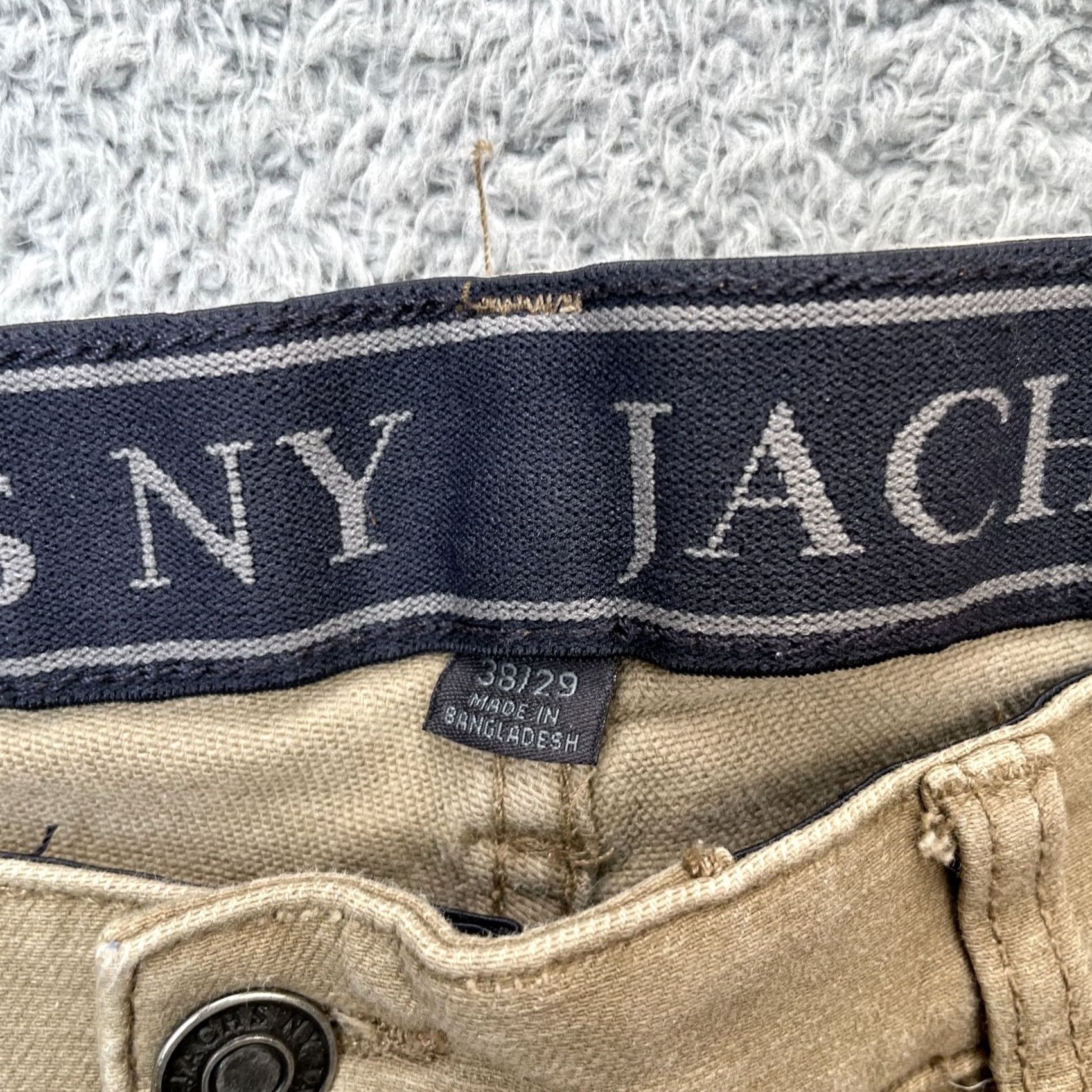 Vintage JACHS Pants Mens 38x29 Beige Chino Straight Leg Cotton Stretch Elastic Waist 5-Pocket Design Flat Front Size US 38 / EU 54 - 3 Thumbnail
