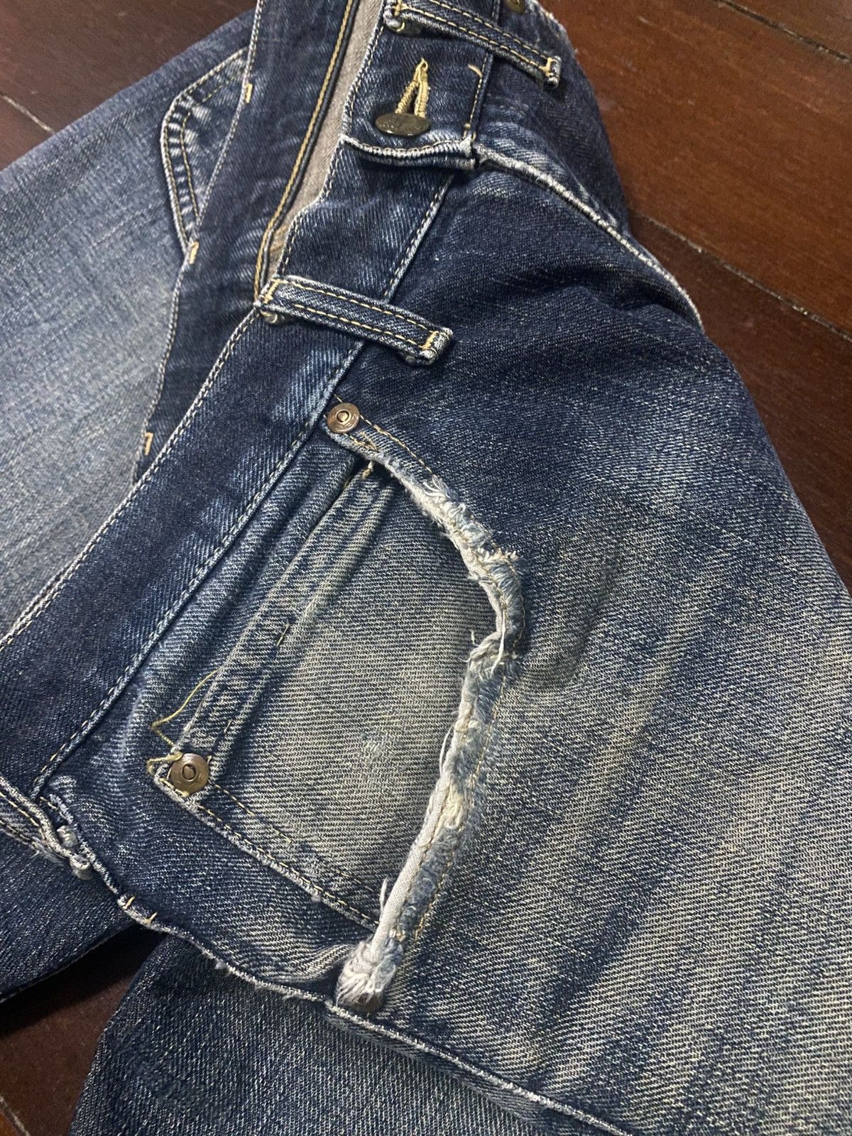 Lee VINTAGE LEE RIDERS SELVEDGE RUSTY MUDWASH DISTRESSED DENIM Size US 35 - 22 Thumbnail