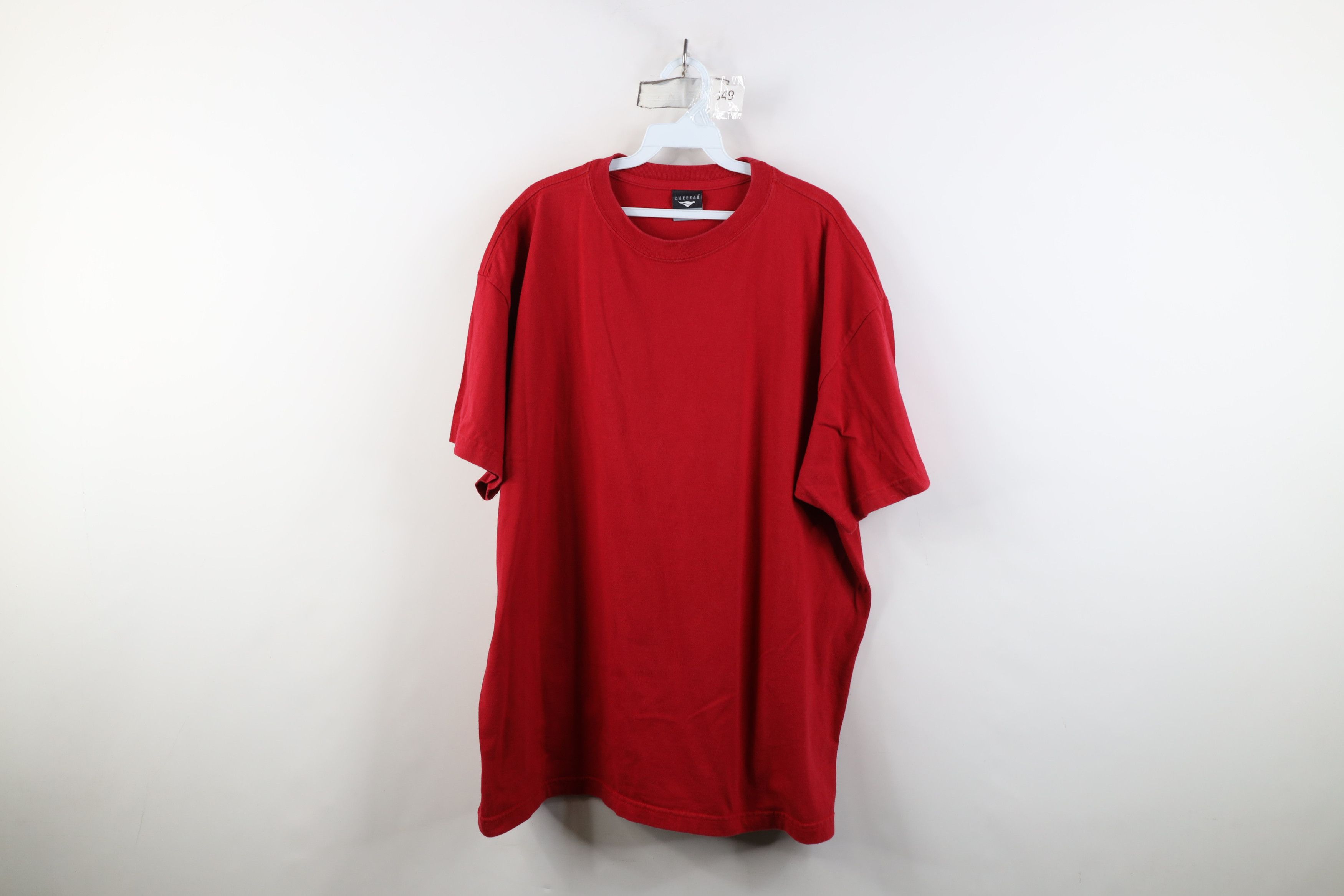 Vintage Vintage 90s Streetwear Blank Heavyweight Cotton T-Shirt Red Size US XXL / EU 58 / 5 - 1 Thumbnail