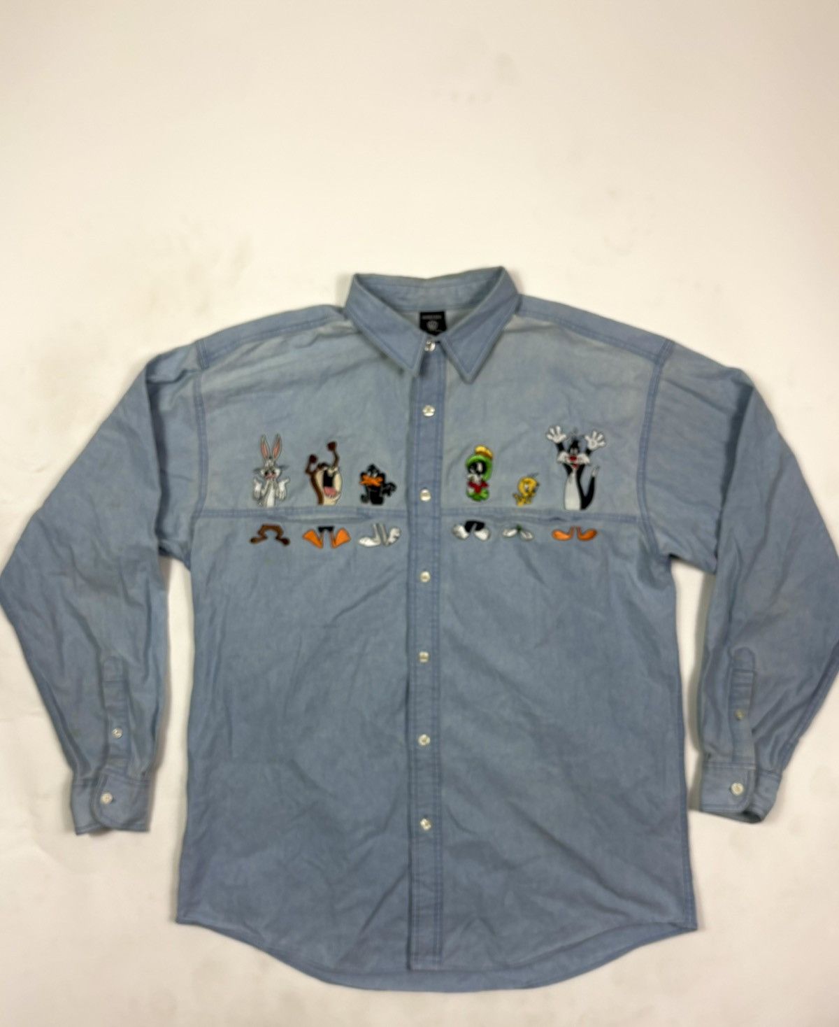Vintage Vintage 1990s Looney Tunes Chambray Button-Up Size US L / EU 52-54 / 3 - 3 Thumbnail