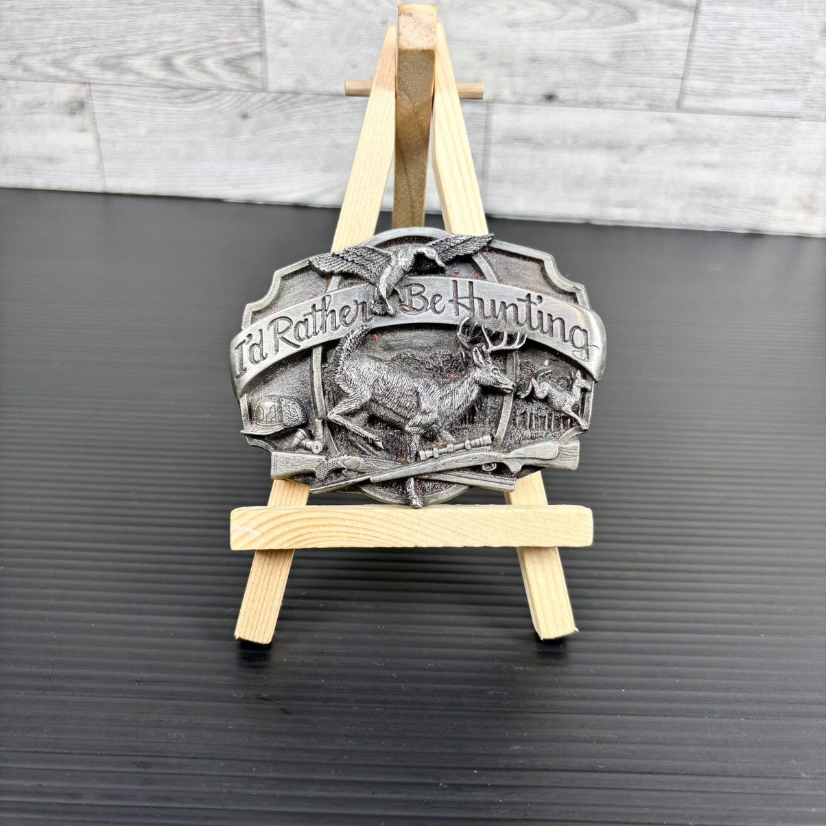 Other Id Rather Be Hunting Belt Buckle Rifle Hunter Vtg 1987 Size ONE SIZE - 1 Thumbnail